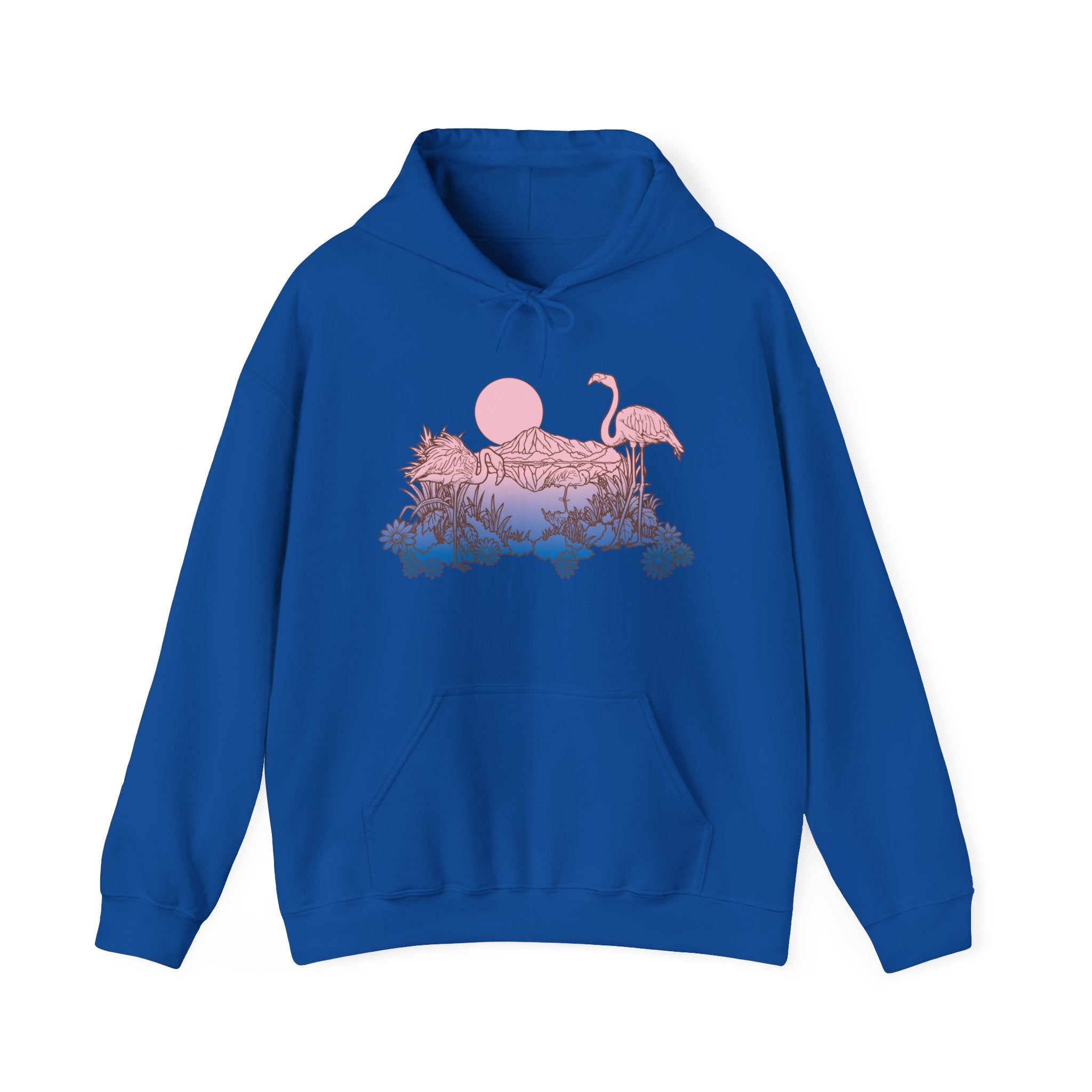 Flamingos In Sunset Unisex Heavy Blend Hooded Sweatshirt For Ultimate Comfort
