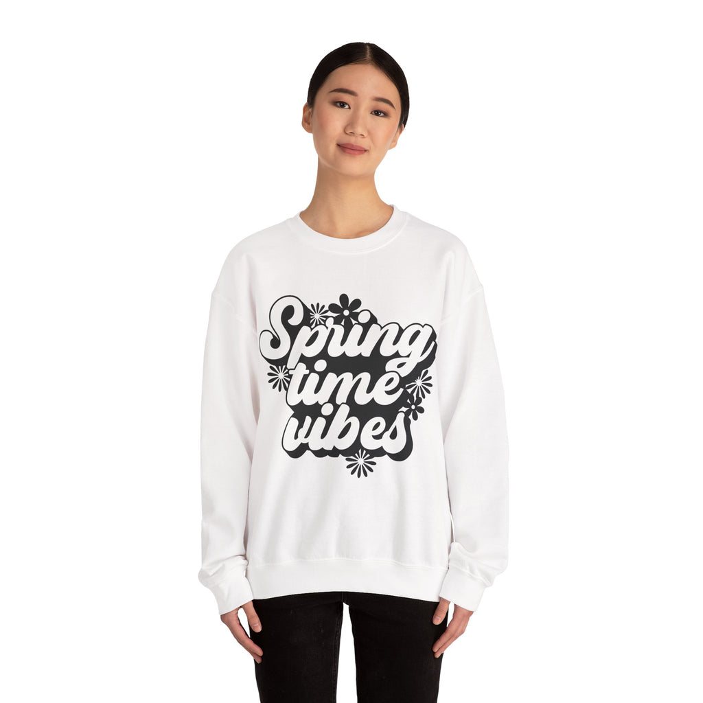 Spring Time Vibes Flowers Unisex Heavy Blend Crewneck Sweatshirt