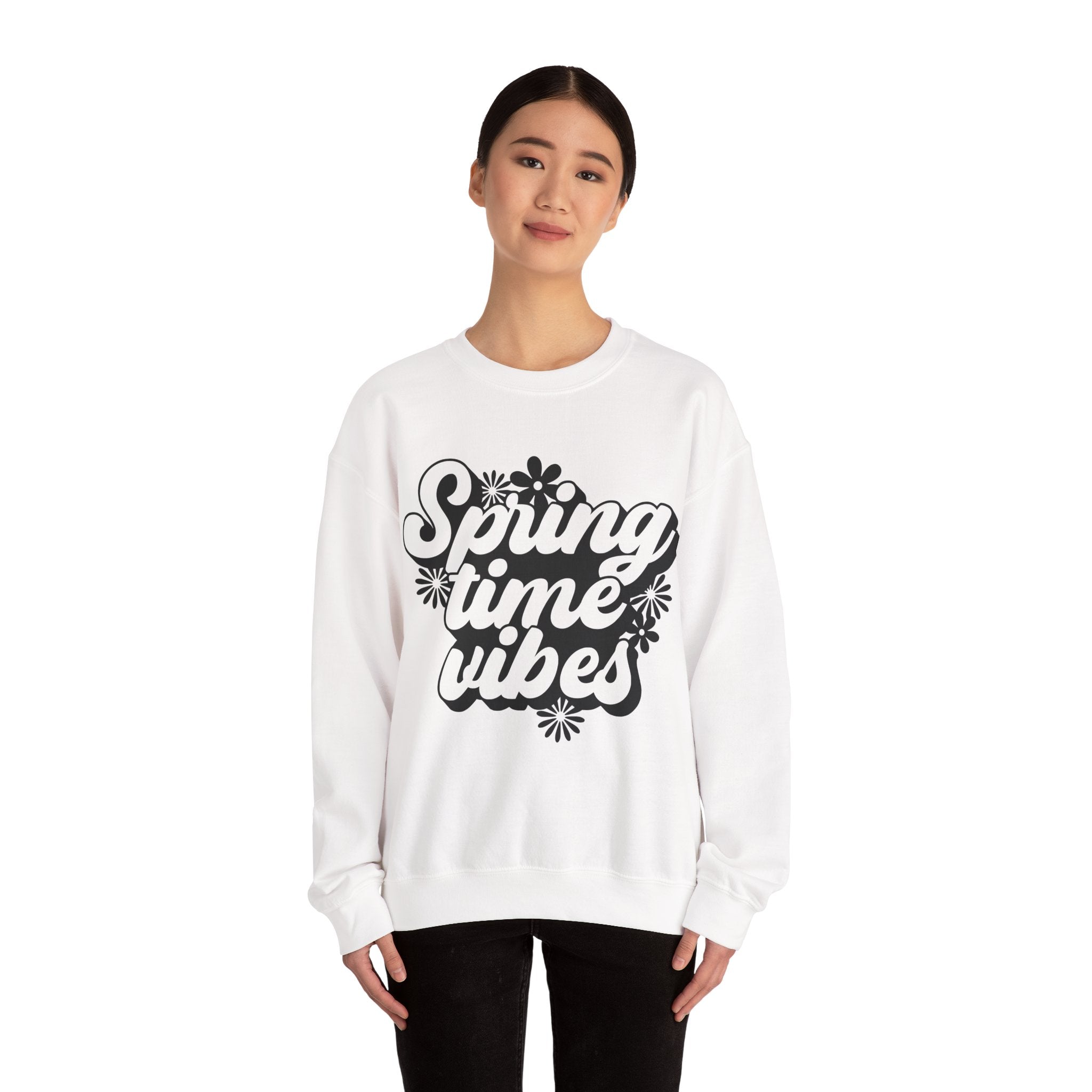 Spring Time Vibes Flowers Unisex Heavy Blend Crewneck Sweatshirt