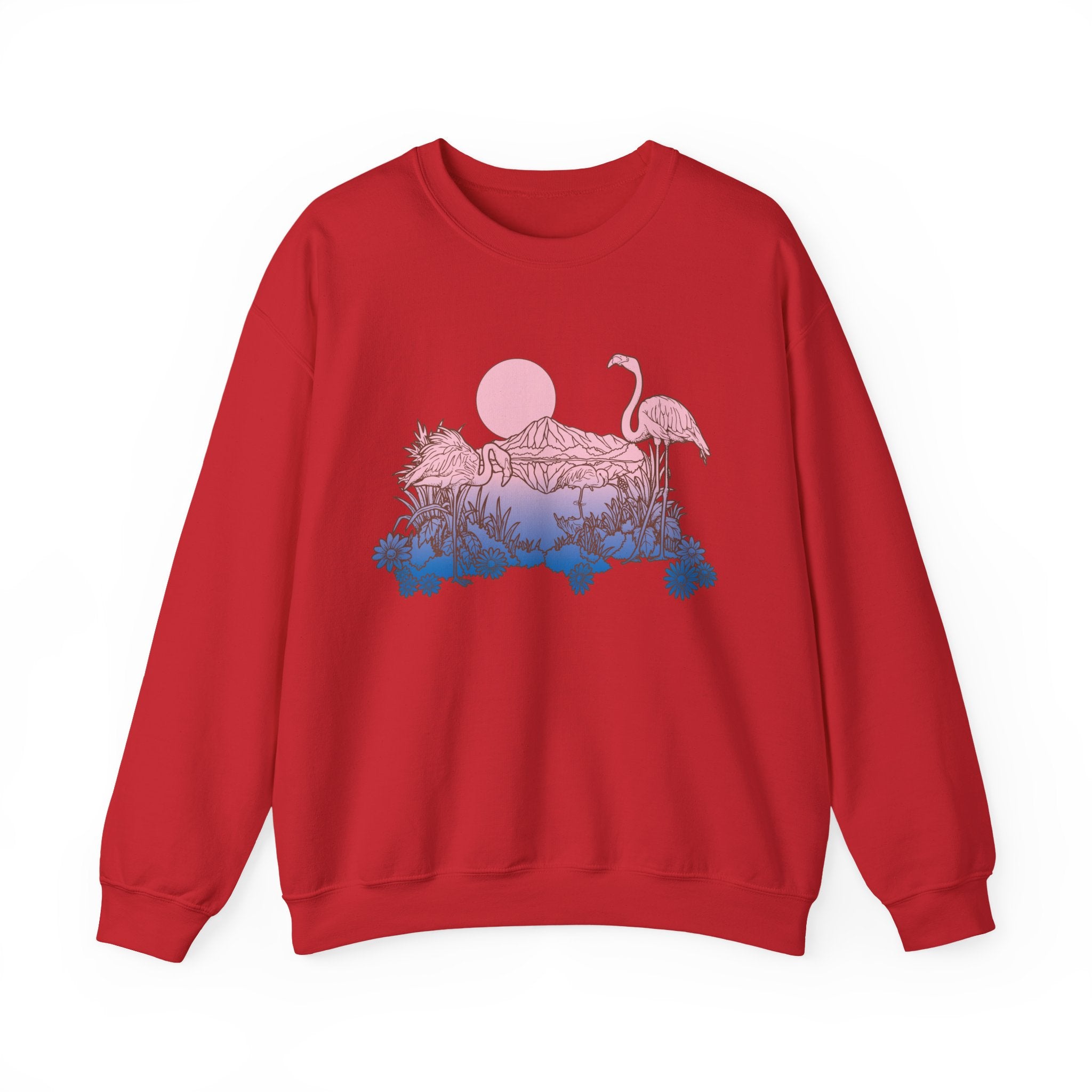 Flamingos In Sunset Unisex Heavy Blend Crewneck Sweatshirt
