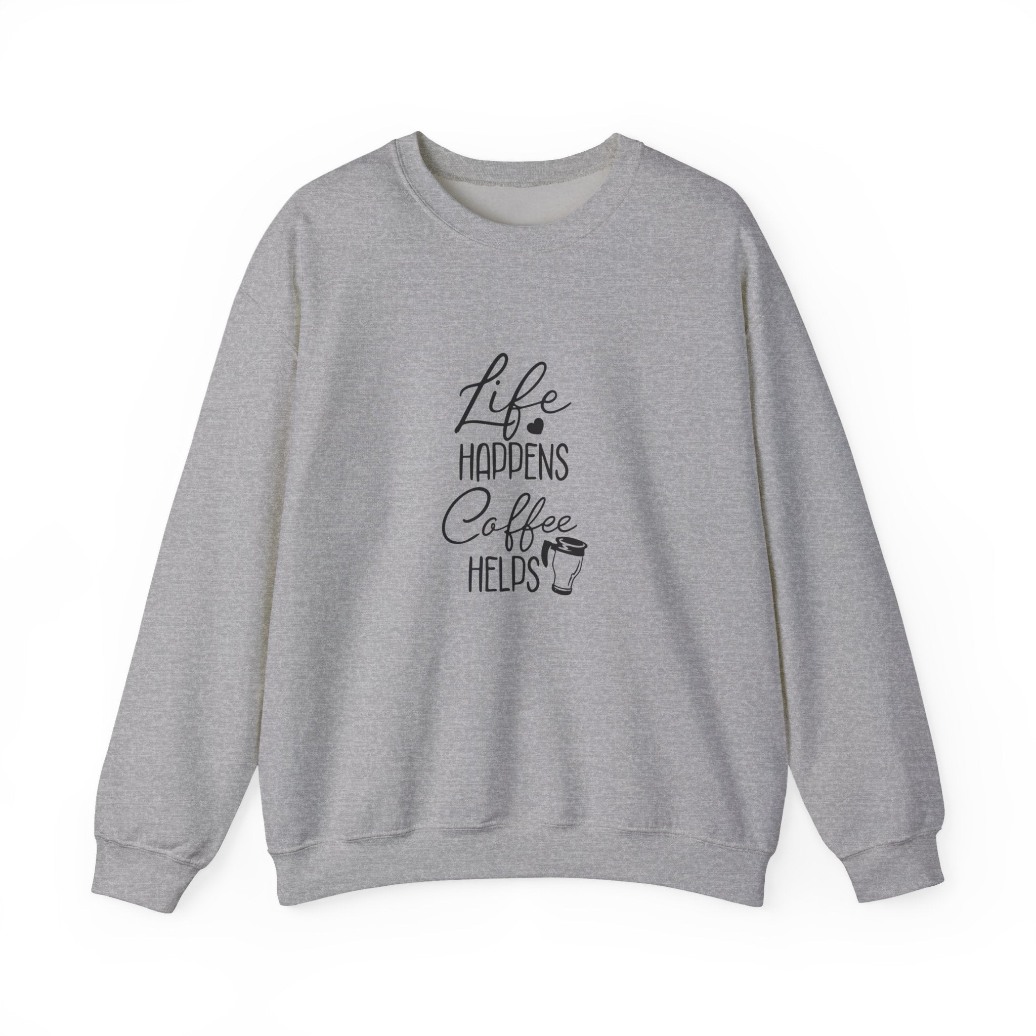 Life Happens Coffee Helps Unisex Heavy Blend Crewneck Sweatshirt