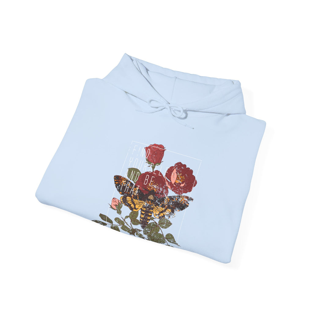 Find Yourself And Be That Rose And Butterfly Unisex Heavy Blend Hooded Sweatshirt