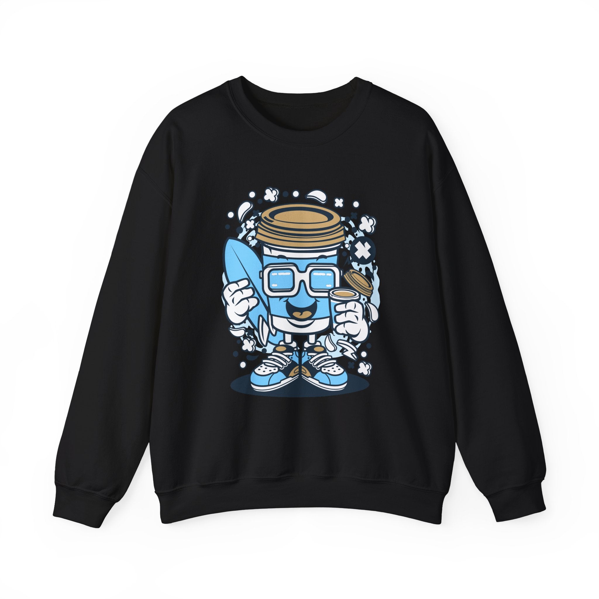 Coffee Cup Surfer Unisex Heavy Blend Crewneck Sweatshirt for Ultimate Comfort