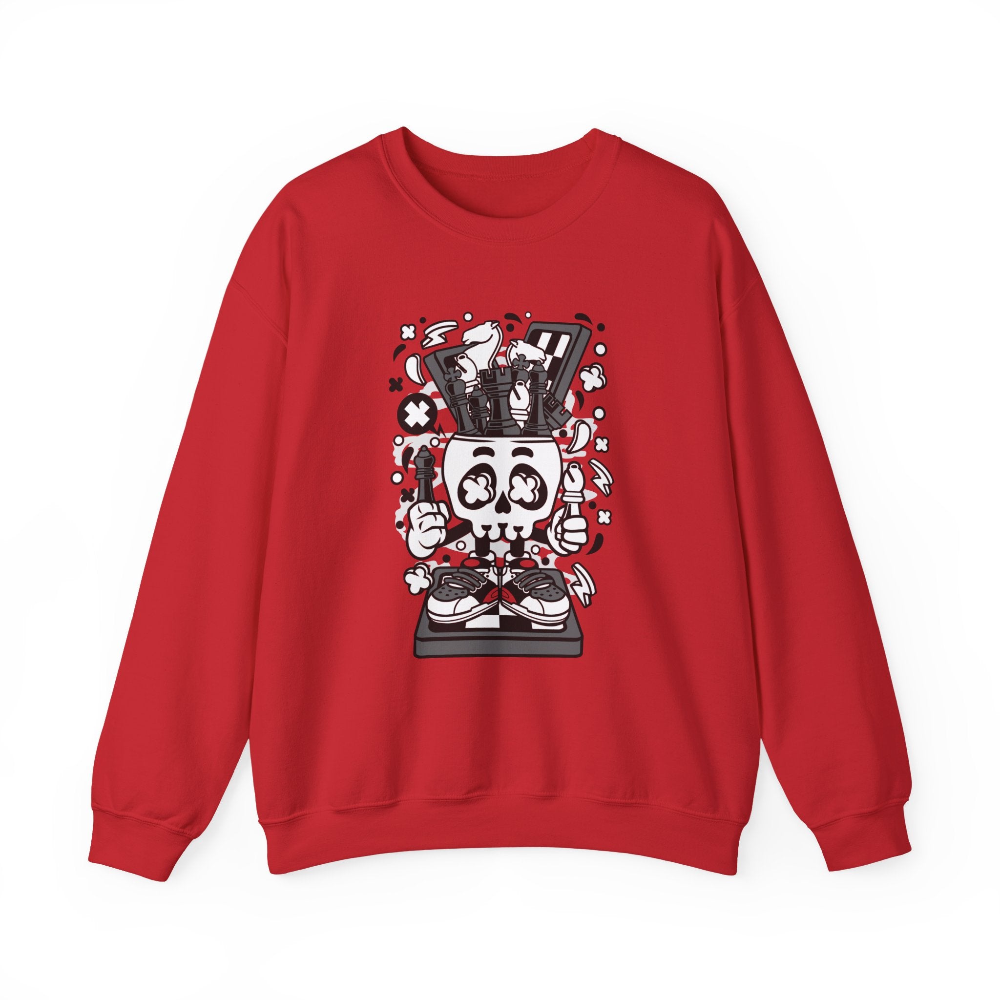 Chess Skull Head Unisex Heavy Blend Crewneck Sweatshirt for Ultimate Comfort