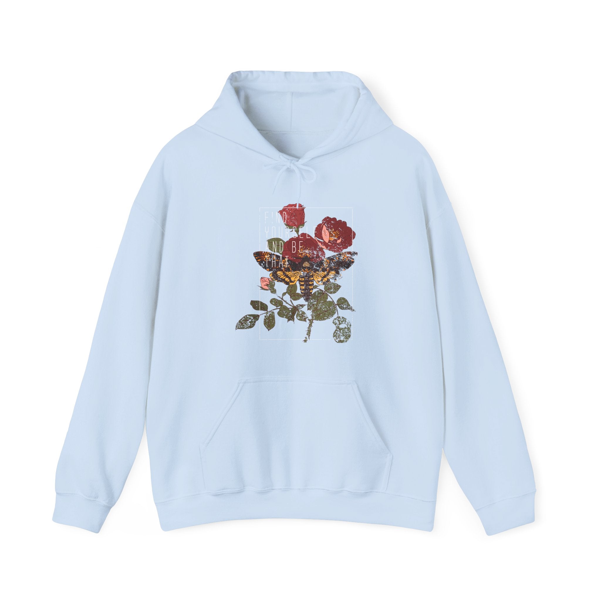 Find Yourself And Be That Rose And Butterfly Unisex Heavy Blend Hooded Sweatshirt