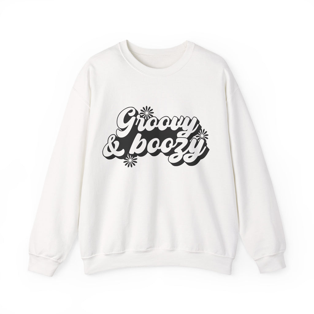 Groovy And Boozy Flowers Unisex Heavy Blend Crewneck Sweatshirt