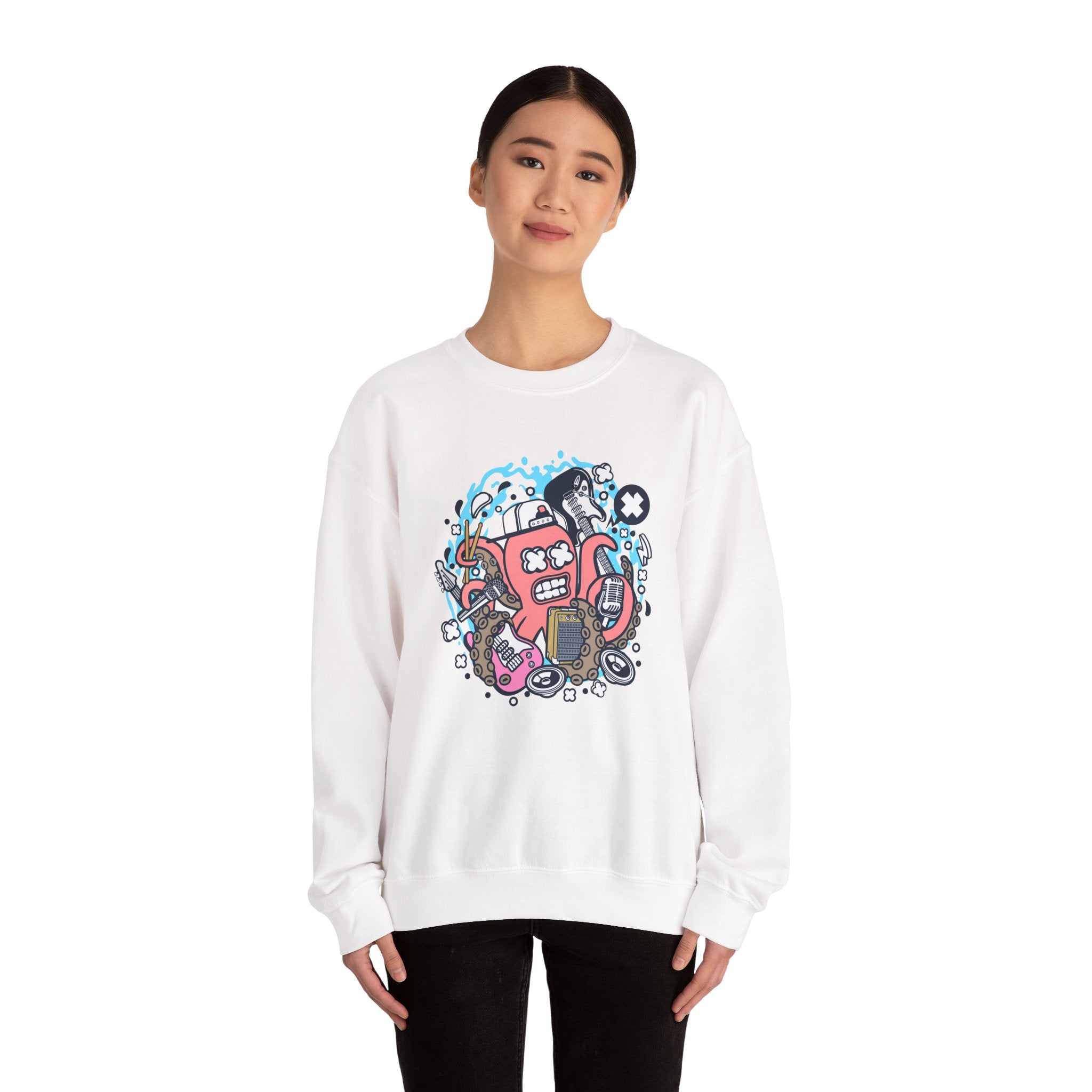 Rock Octopus Unisex Heavy Blend Crewneck Sweatshirt for Ultimate Comfort and Style
