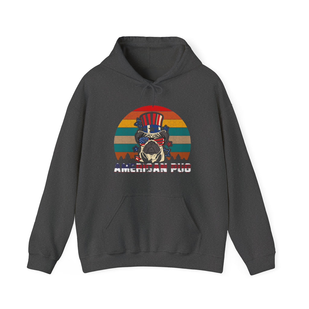 American White Pug Dog Unisex Heavy Blend Hooded Sweatshirt
