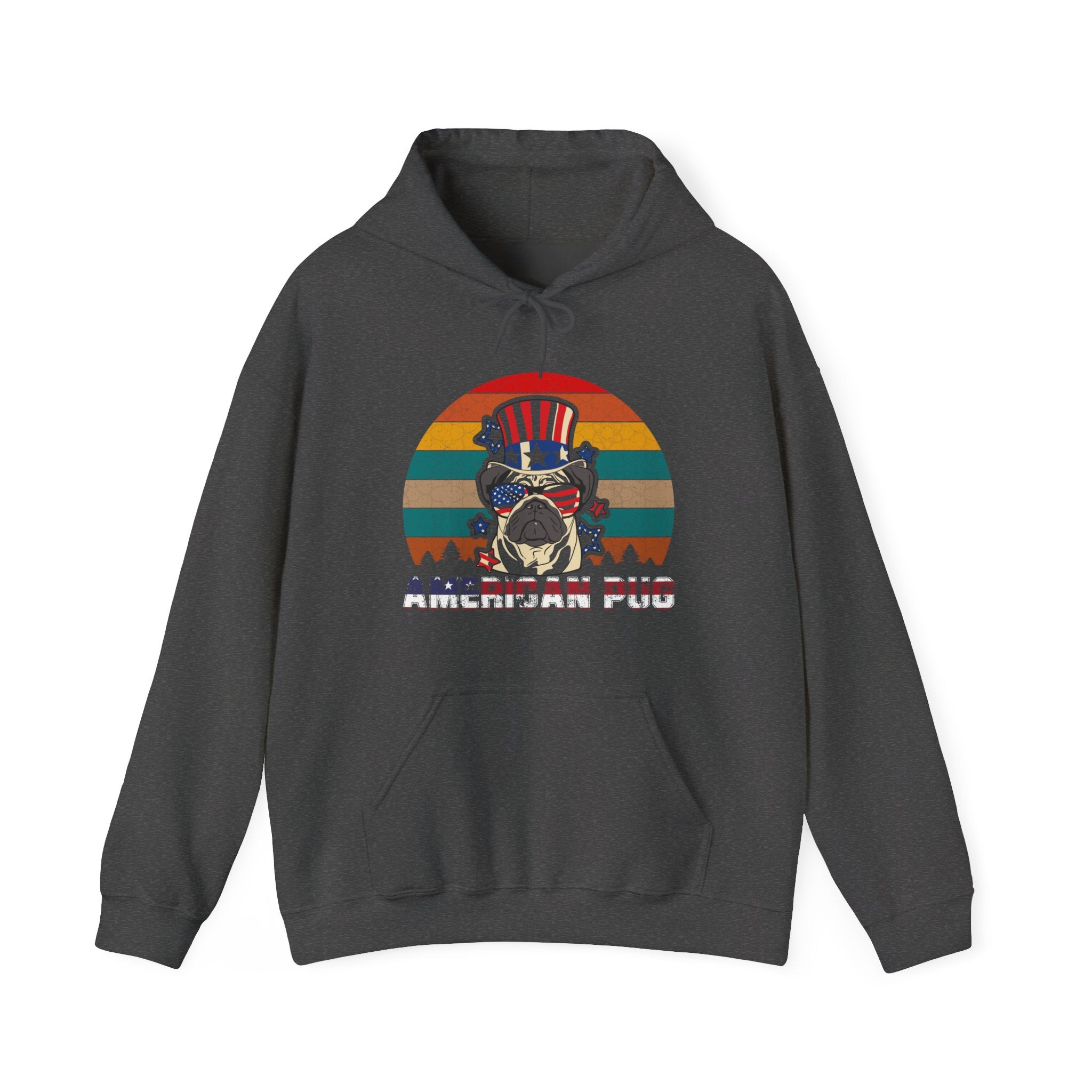 American White Pug Dog Unisex Heavy Blend Hooded Sweatshirt