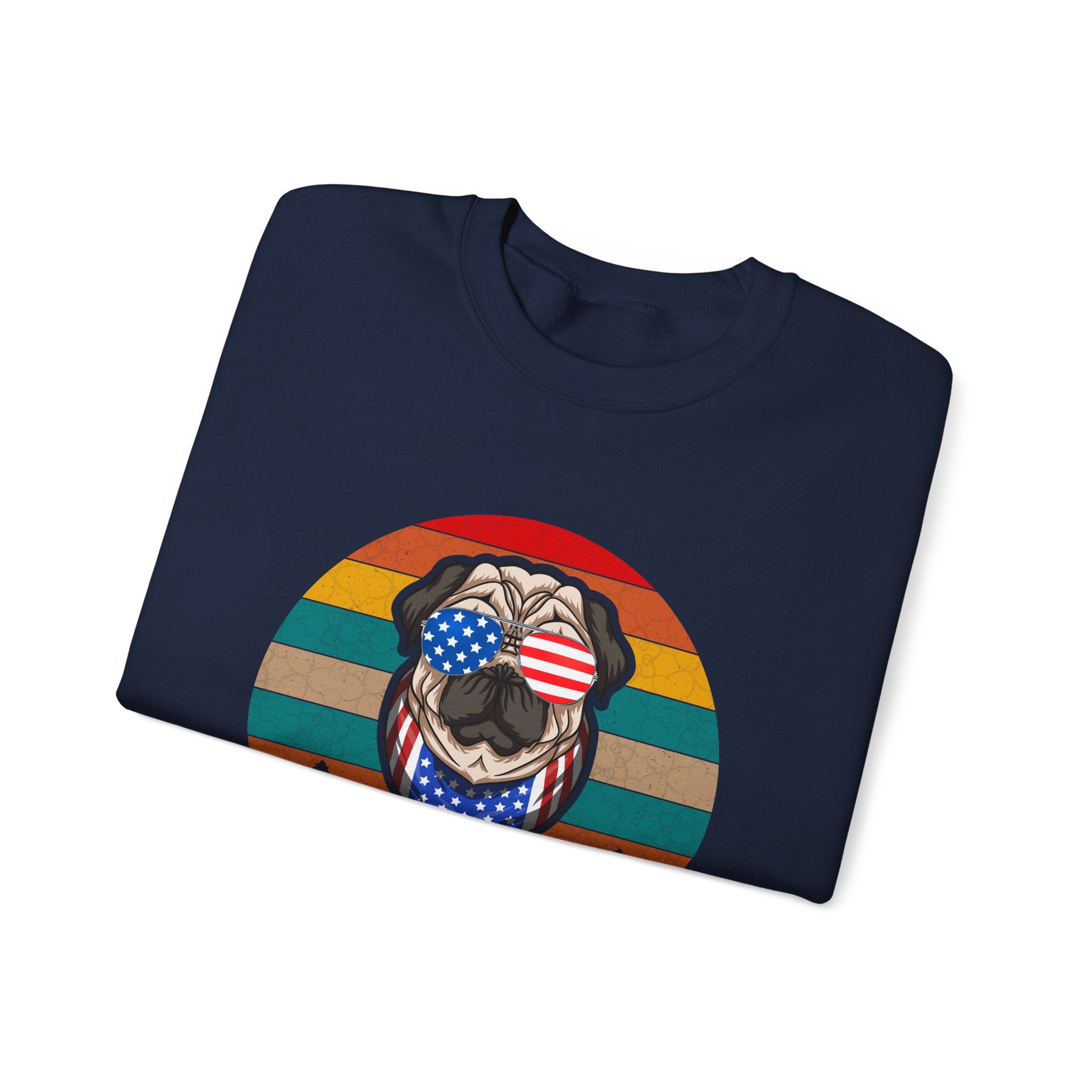 Pug With Trees Fourth Of July Unisex Heavy Blend Crewneck Sweatshirt