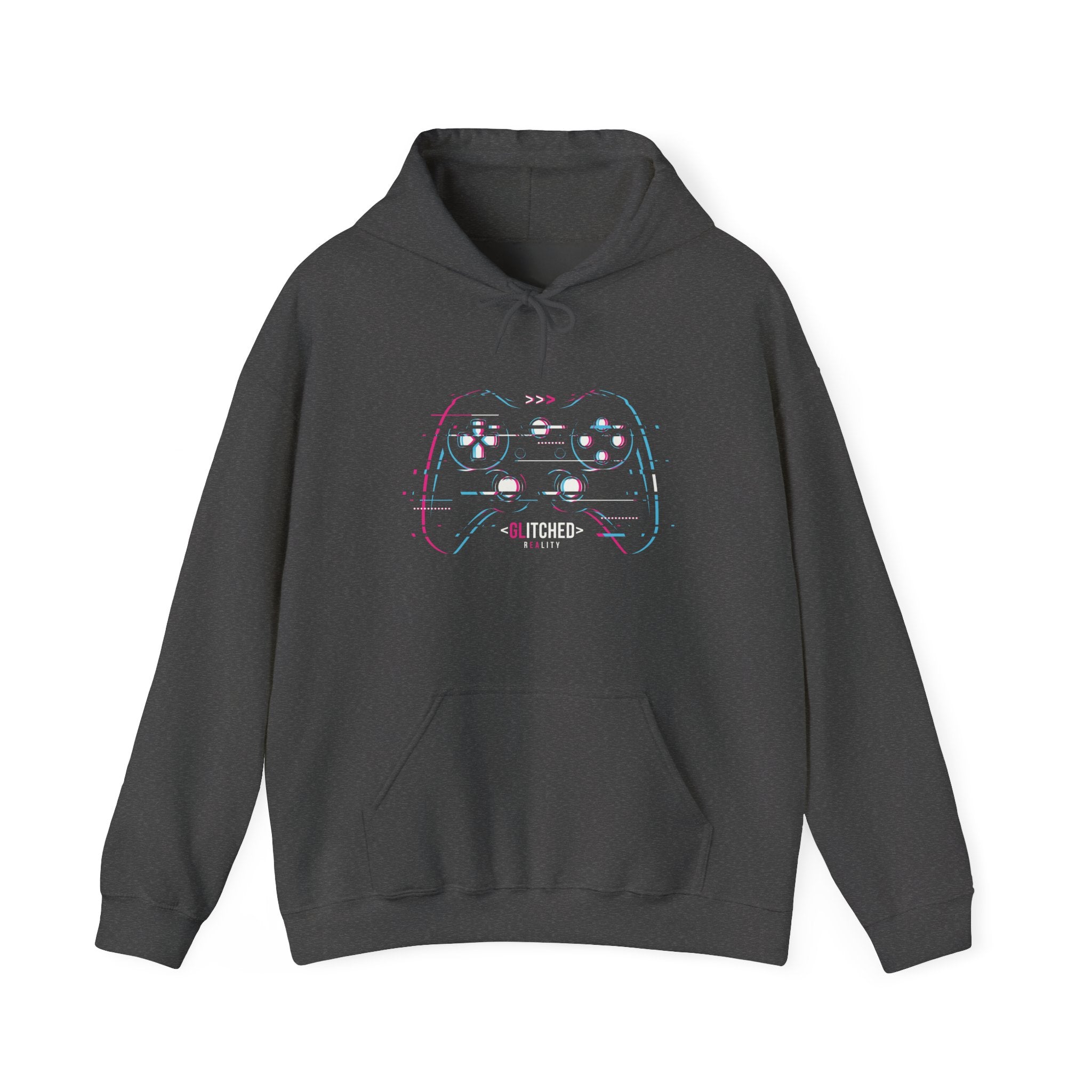 Glitched Gaming Controller Unisex Heavy Blend Hooded Sweatshirt for Ultimate Comfort