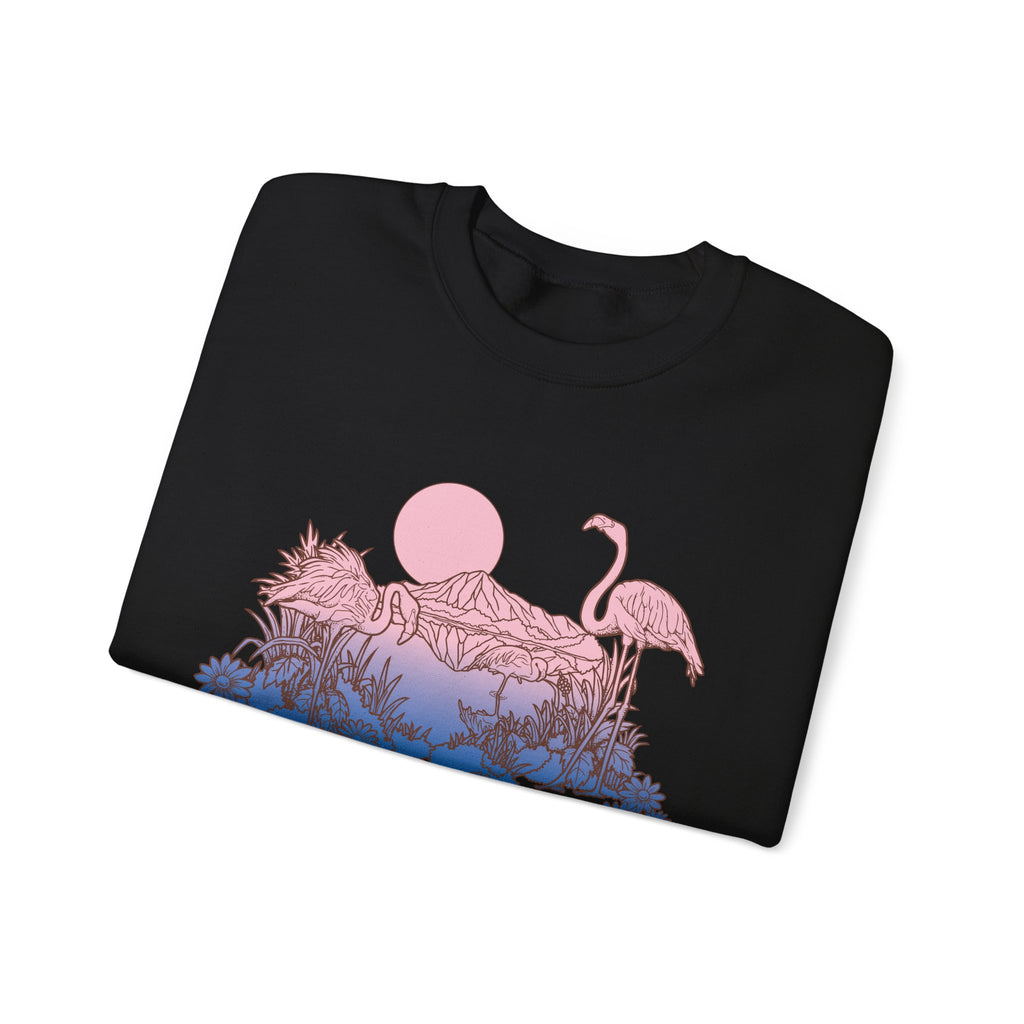 Flamingos In Sunset Unisex Heavy Blend Crewneck Sweatshirt