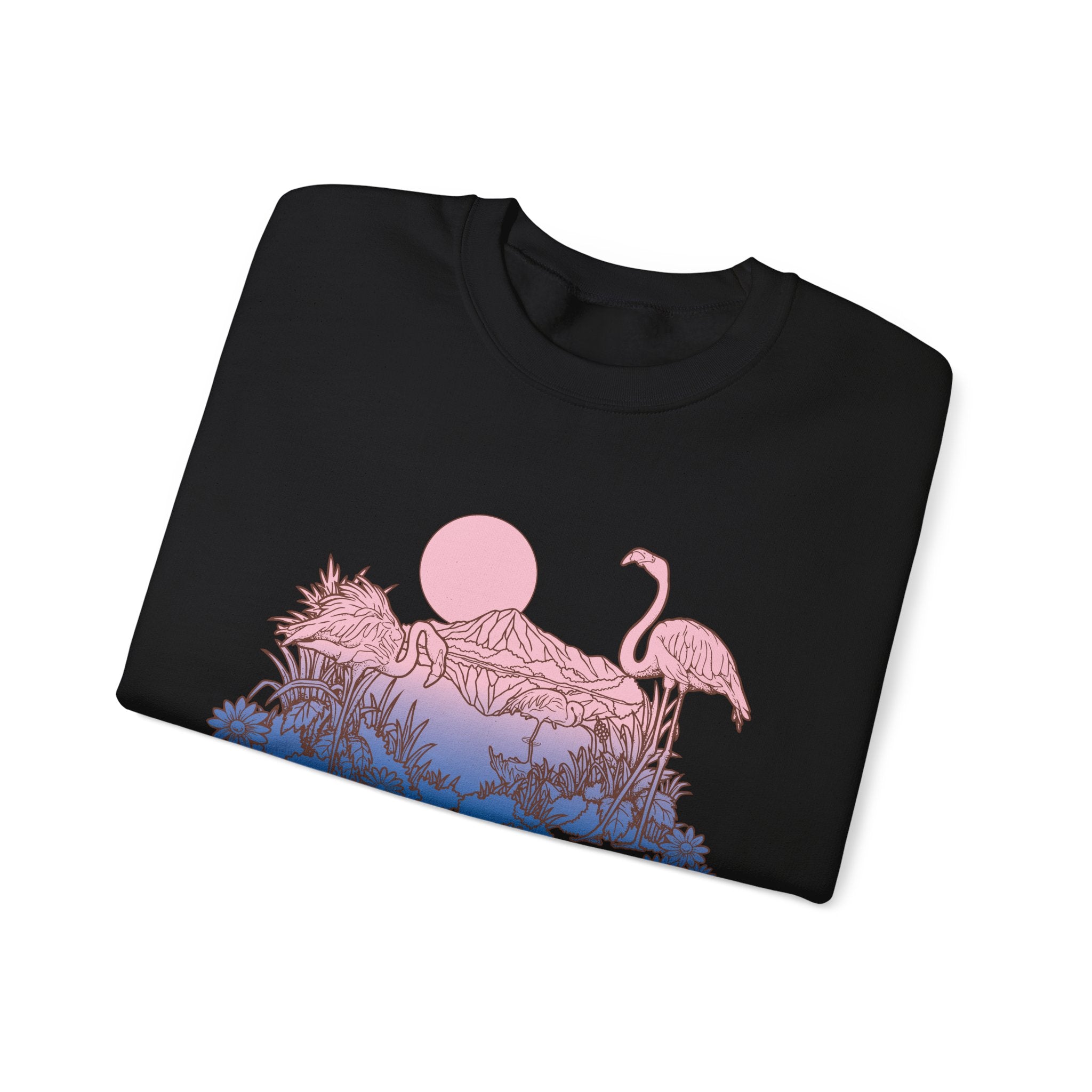 Flamingos In Sunset Unisex Heavy Blend Crewneck Sweatshirt