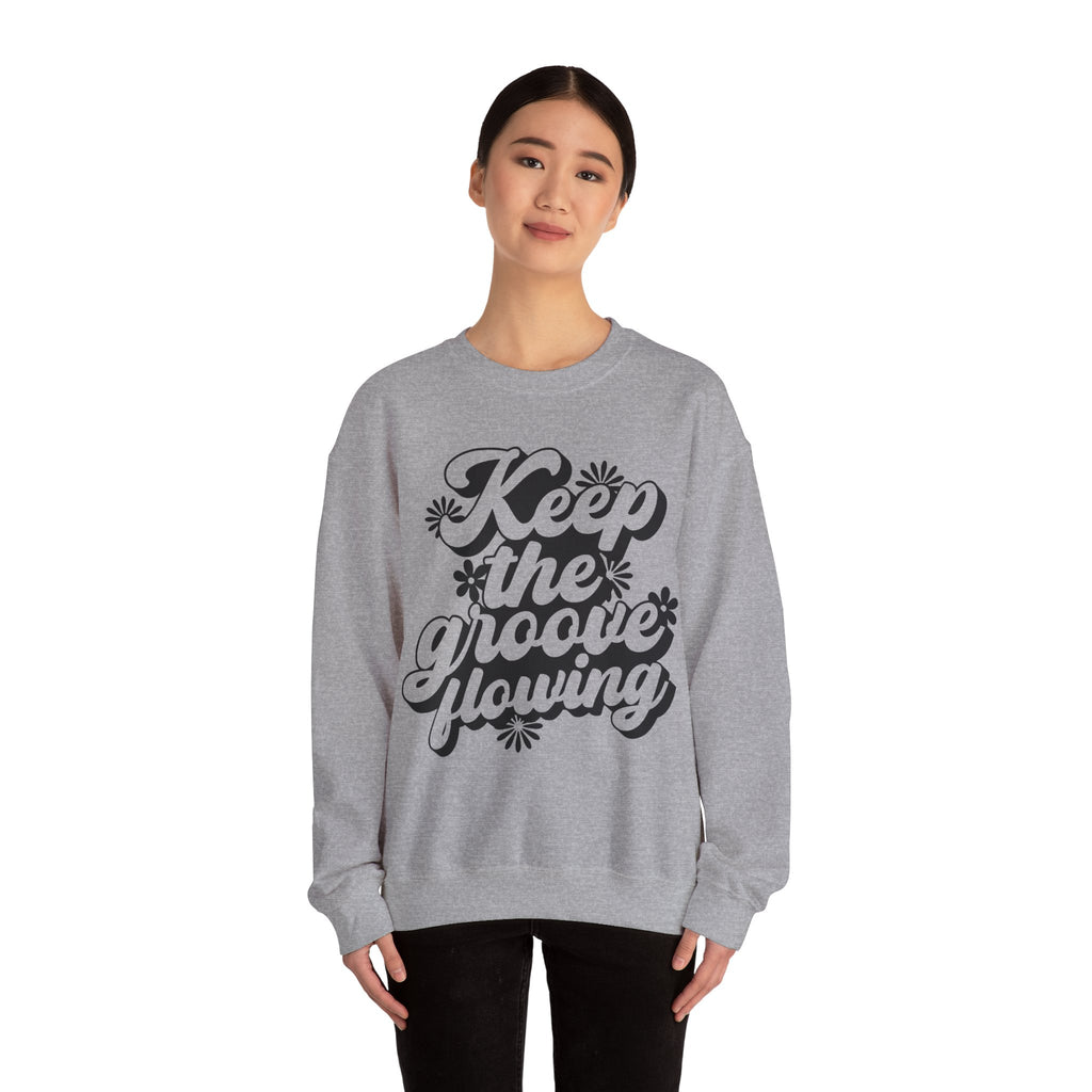 Keep The Groove Flowing Flowers Unisex Heavy Blend Crewneck Sweatshirt