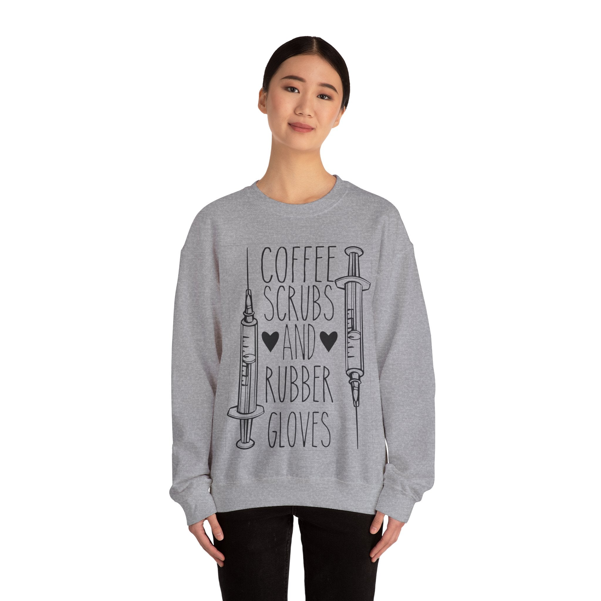 Coffee Scrubs And Rubber Gloves Unisex Heavy Blend Crewneck Sweatshirt