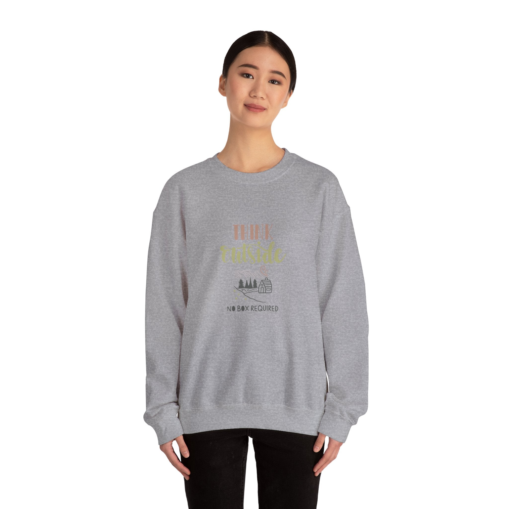 Think Outside No Box Required Unisex Heavy Blend Crewneck Sweatshirt