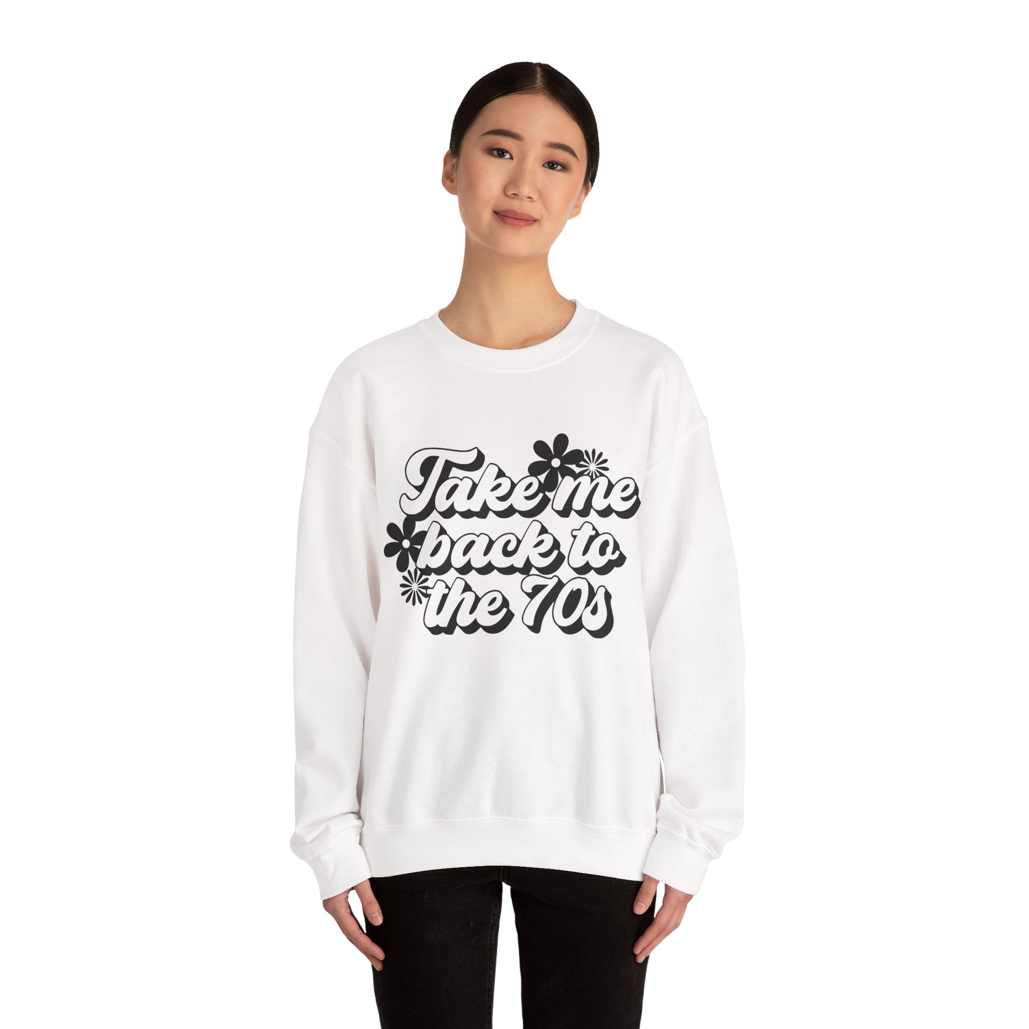 Take Me Back To The 70s Flowers Unisex Heavy Blend Crewneck Sweatshirt