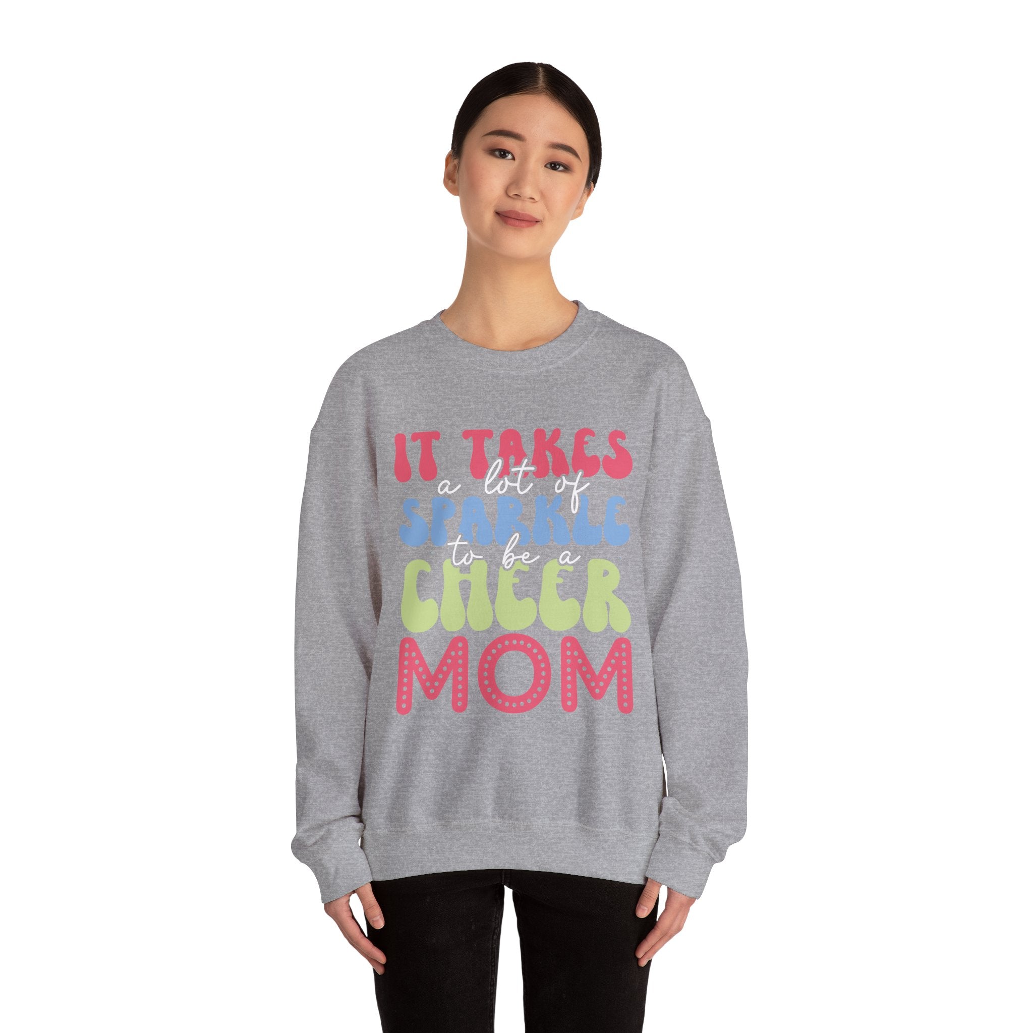 It Takes A Lot Of Sparkle To Be A Cheer Mom Unisex Heavy Blend Crewneck Sweatshirt