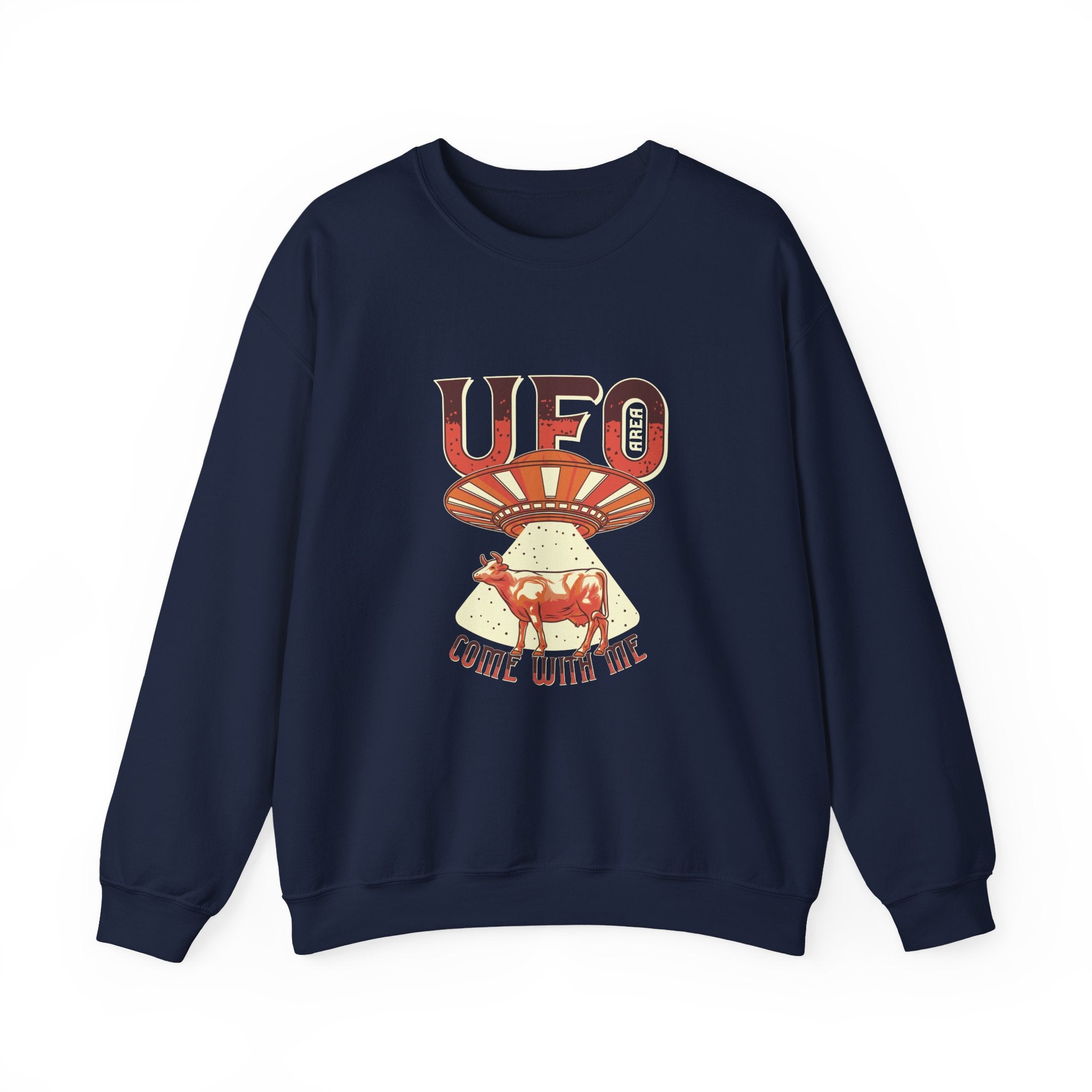 UFO Come With Me Cow Unisex Heavy Blend Crewneck Sweatshirt for Comfort and Style