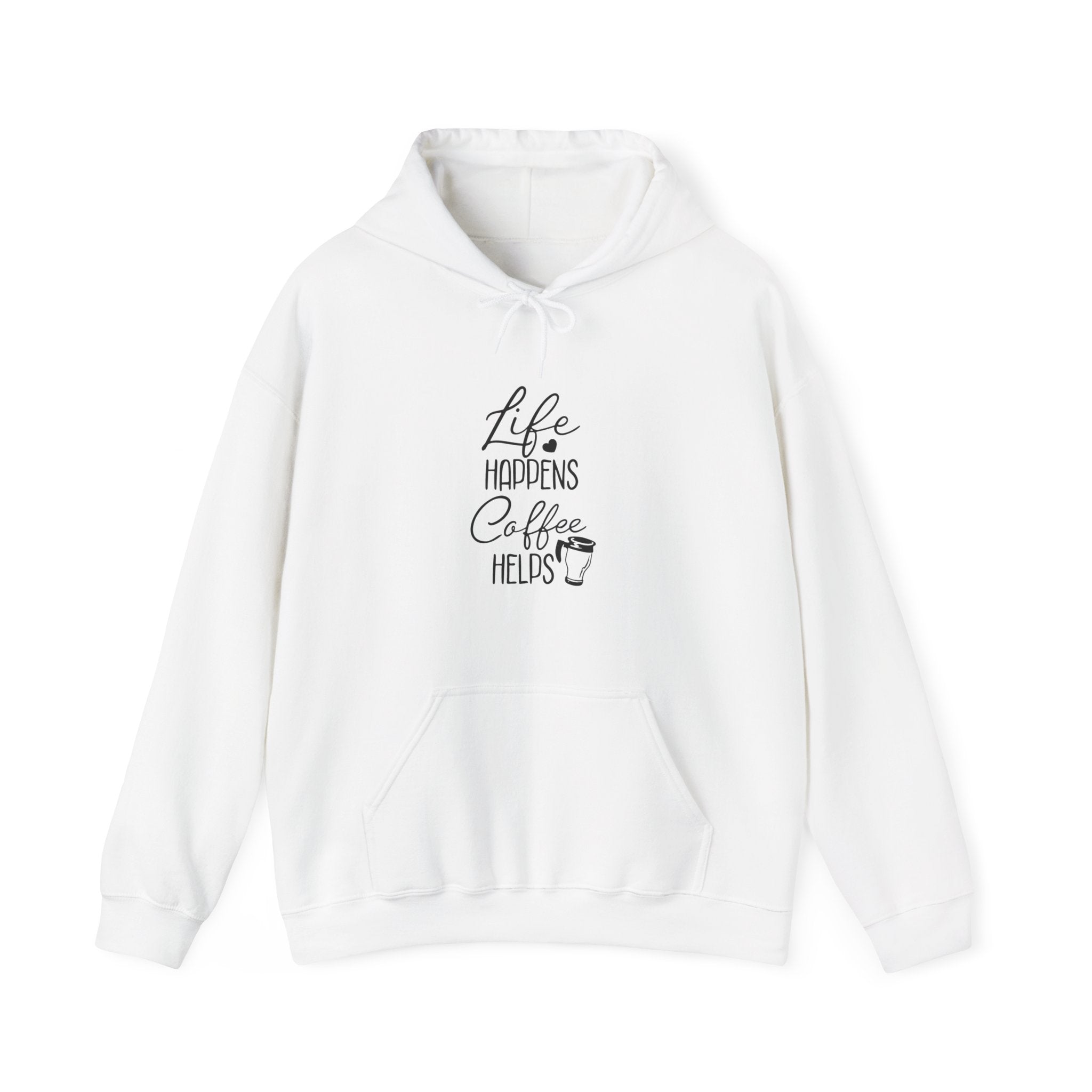 Life Happens Coffee Helps Unisex Heavy Blend Hooded Sweatshirt for Ultimate Comfort and Style