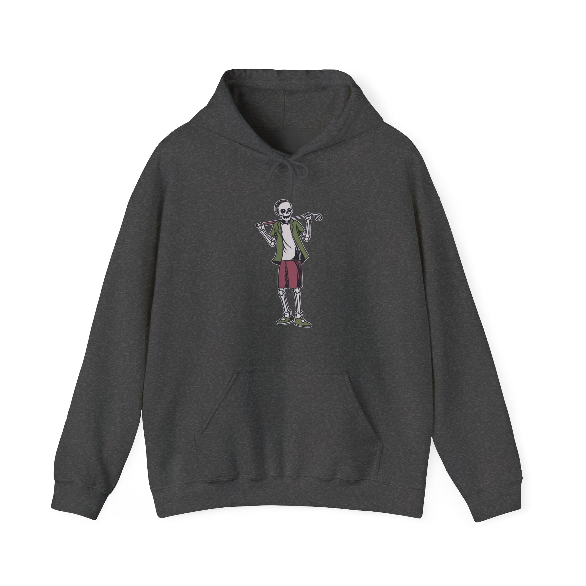Standing Skeleton Golfer Unisex Heavy Blend Hooded Sweatshirt for Ultimate Comfort