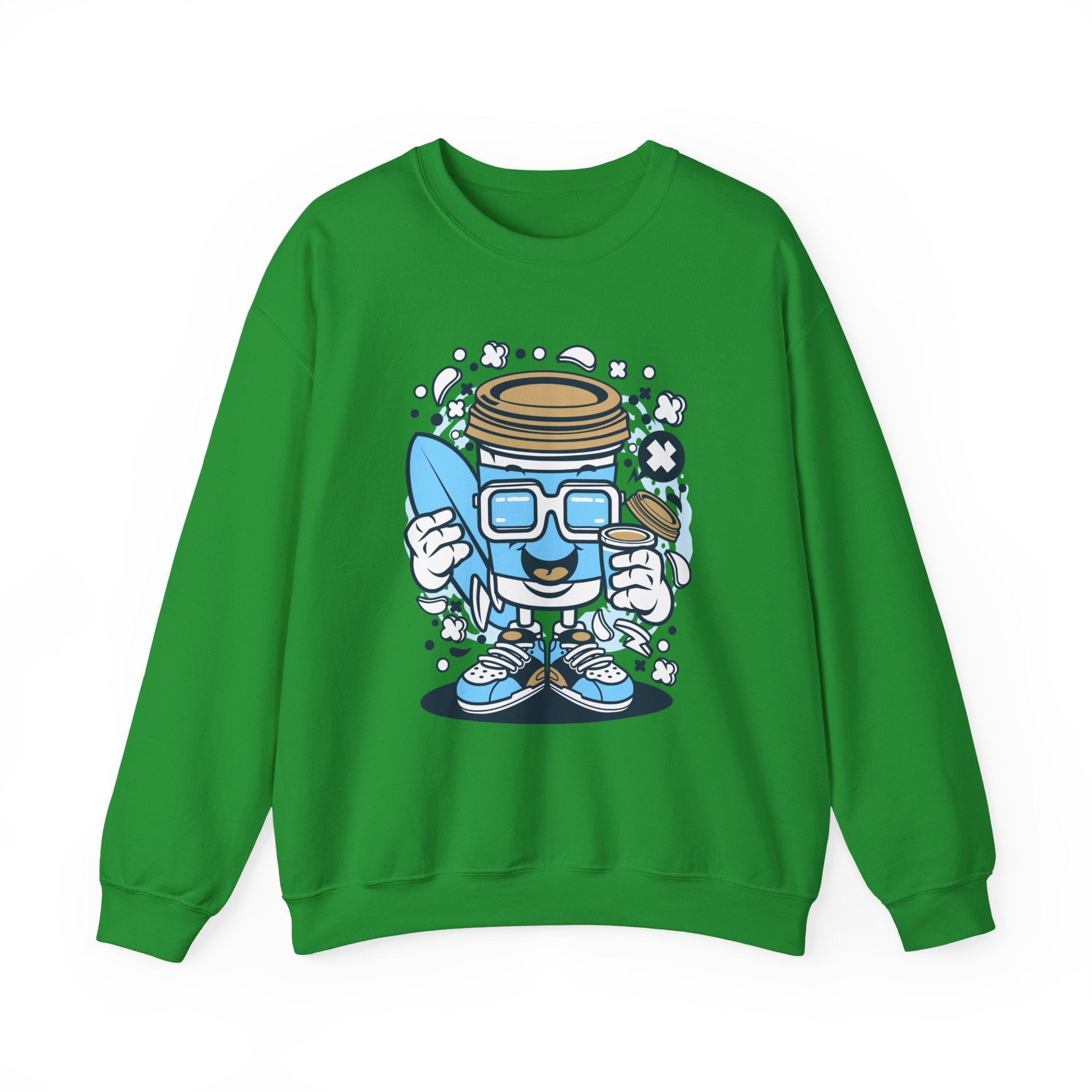 Coffee Cup Surfer Unisex Heavy Blend Crewneck Sweatshirt for Ultimate Comfort