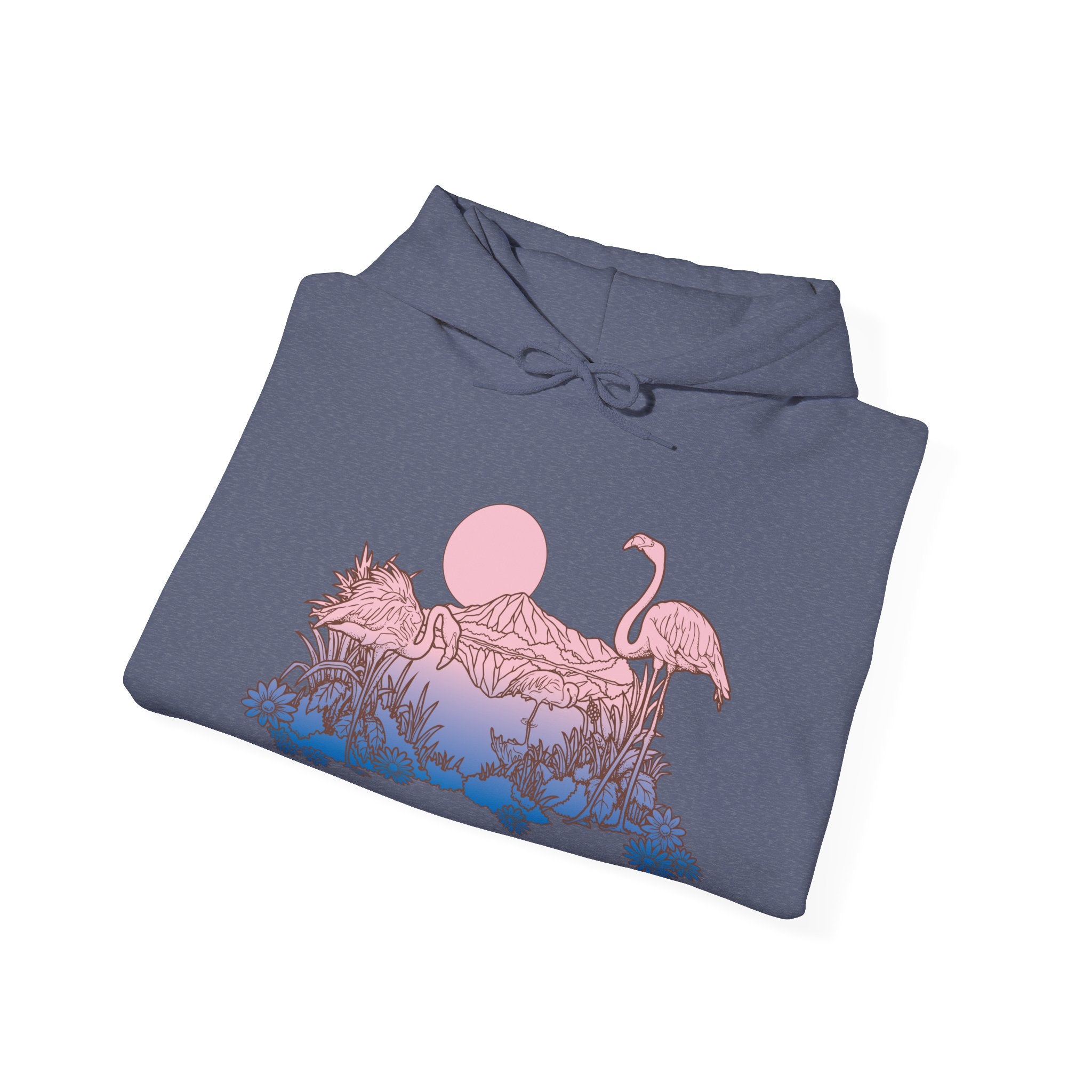 Flamingos In Sunset Unisex Heavy Blend Hooded Sweatshirt For Ultimate Comfort