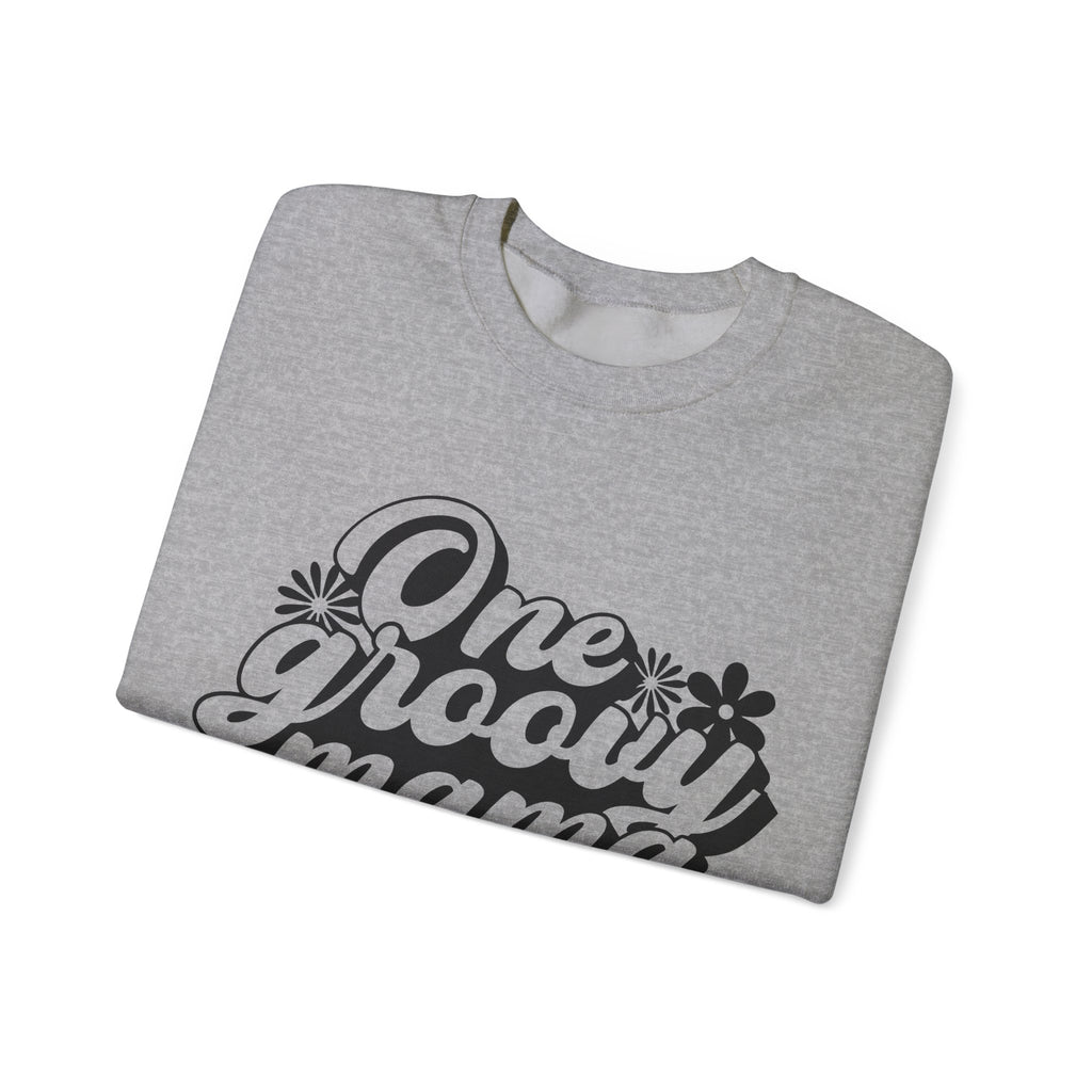 One Groovy Mama Flowers Unisex Heavy Blend Crewneck Sweatshirt