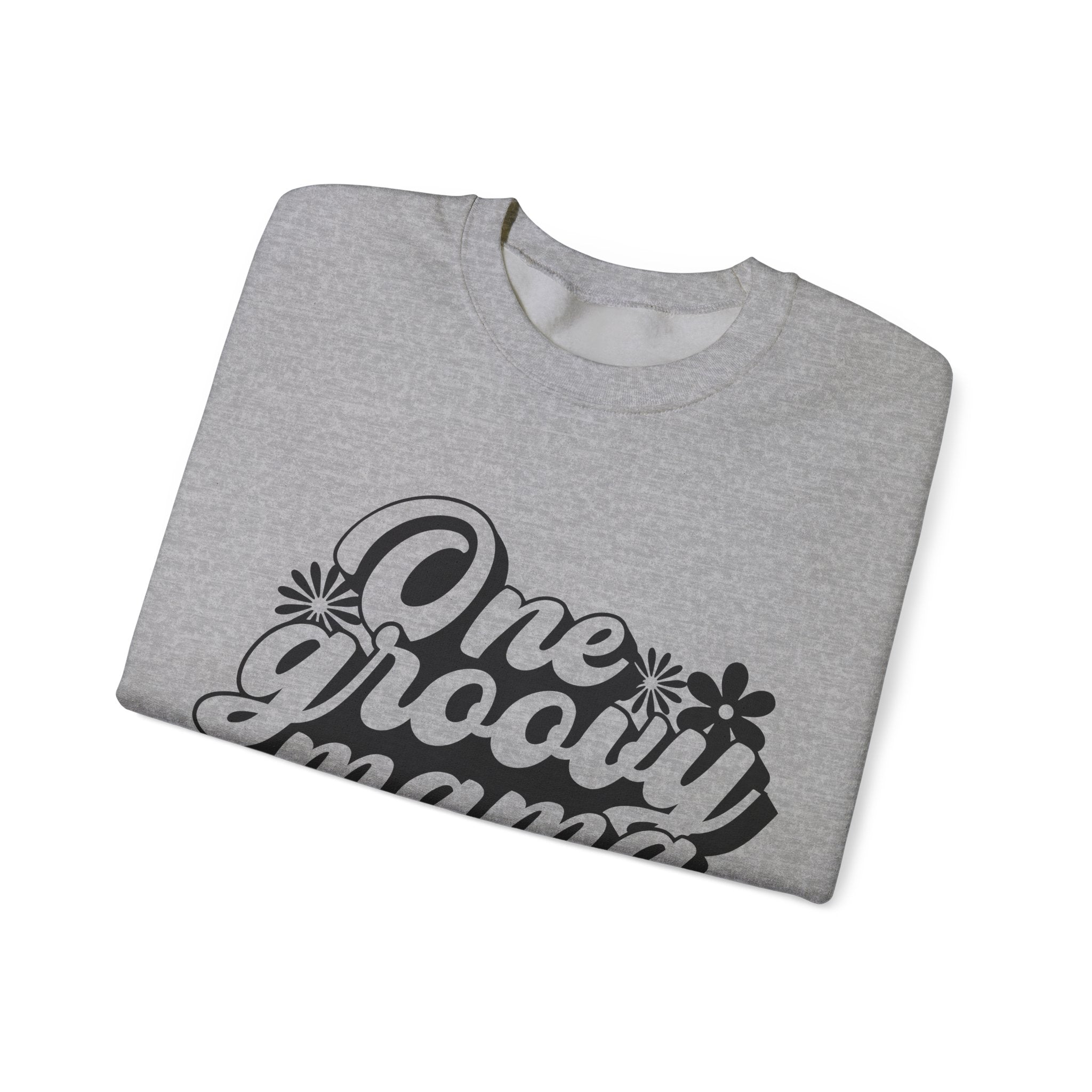 One Groovy Mama Flowers Unisex Heavy Blend Crewneck Sweatshirt