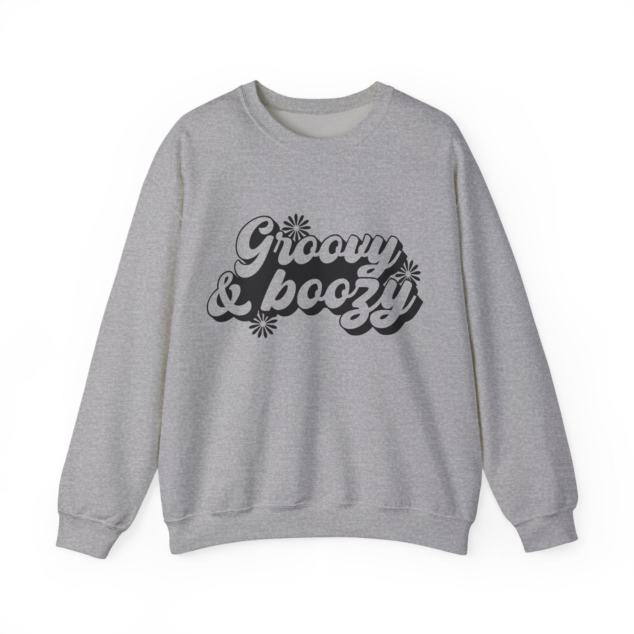 Groovy And Boozy Flowers Unisex Heavy Blend Crewneck Sweatshirt