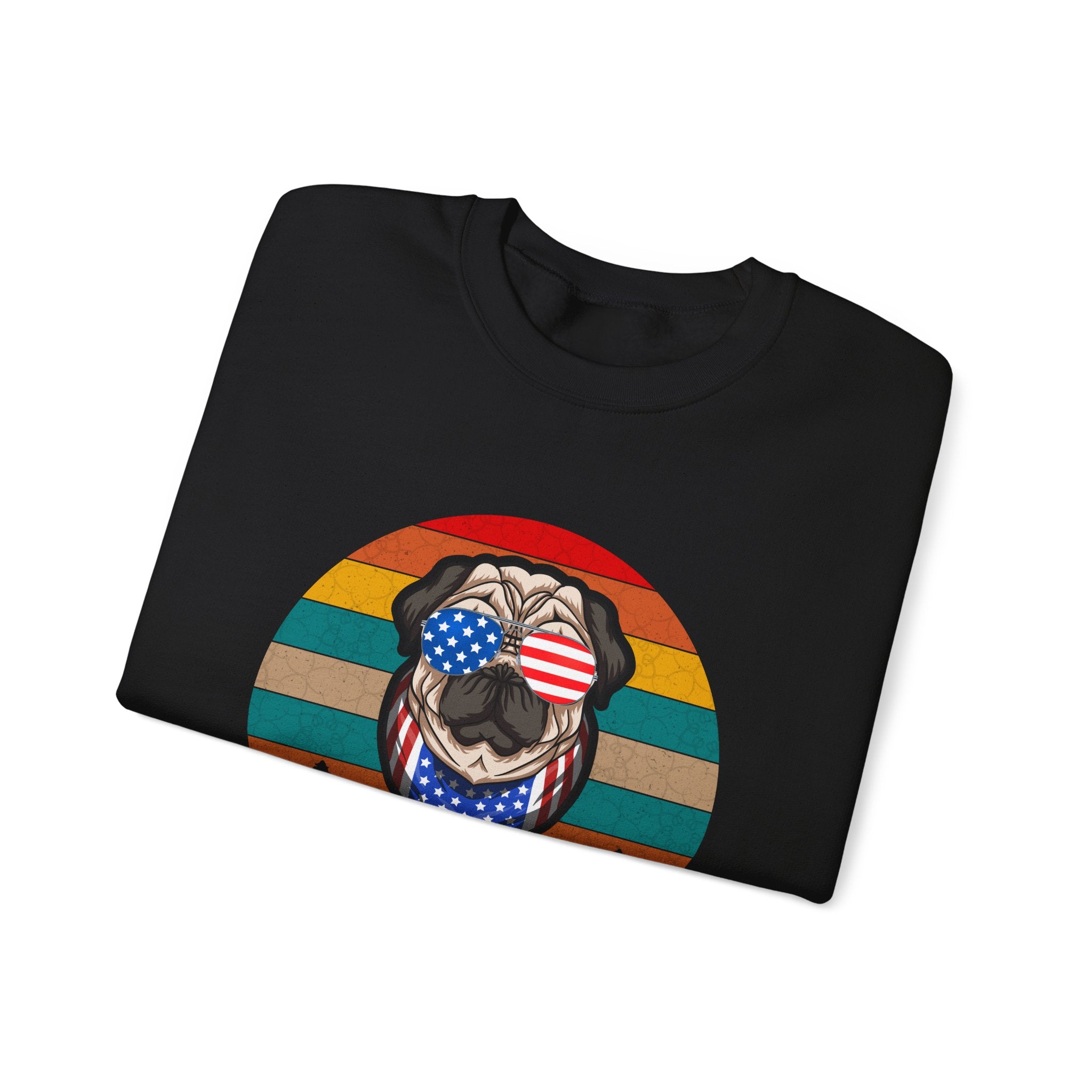 Pug With Trees Fourth Of July Unisex Heavy Blend Crewneck Sweatshirt