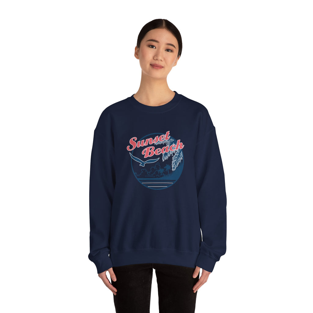 Sunset Beach Birds And Ocean Unisex Heavy Blend Crewneck Sweatshirt