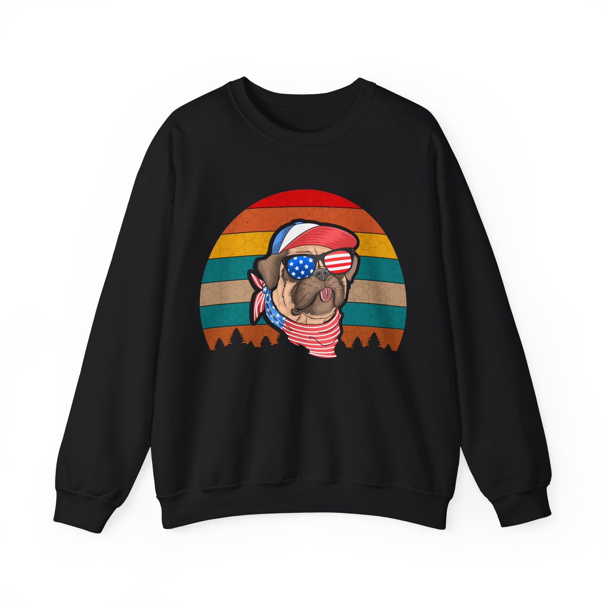 Co American Pug With Trees Unisex Heavy Blend Crewneck Sweatshirt