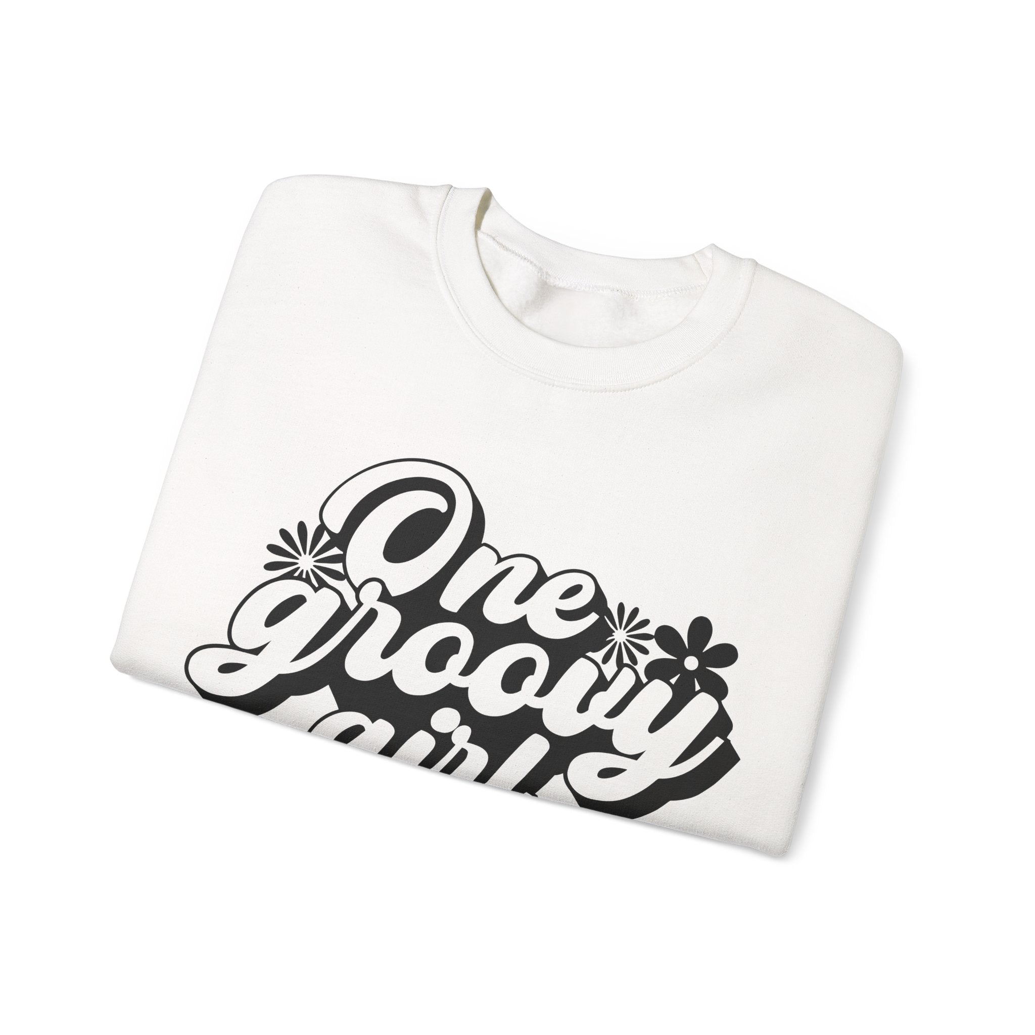 One Groovy Girl Flowers Unisex Heavy Blend Crewneck Sweatshirt