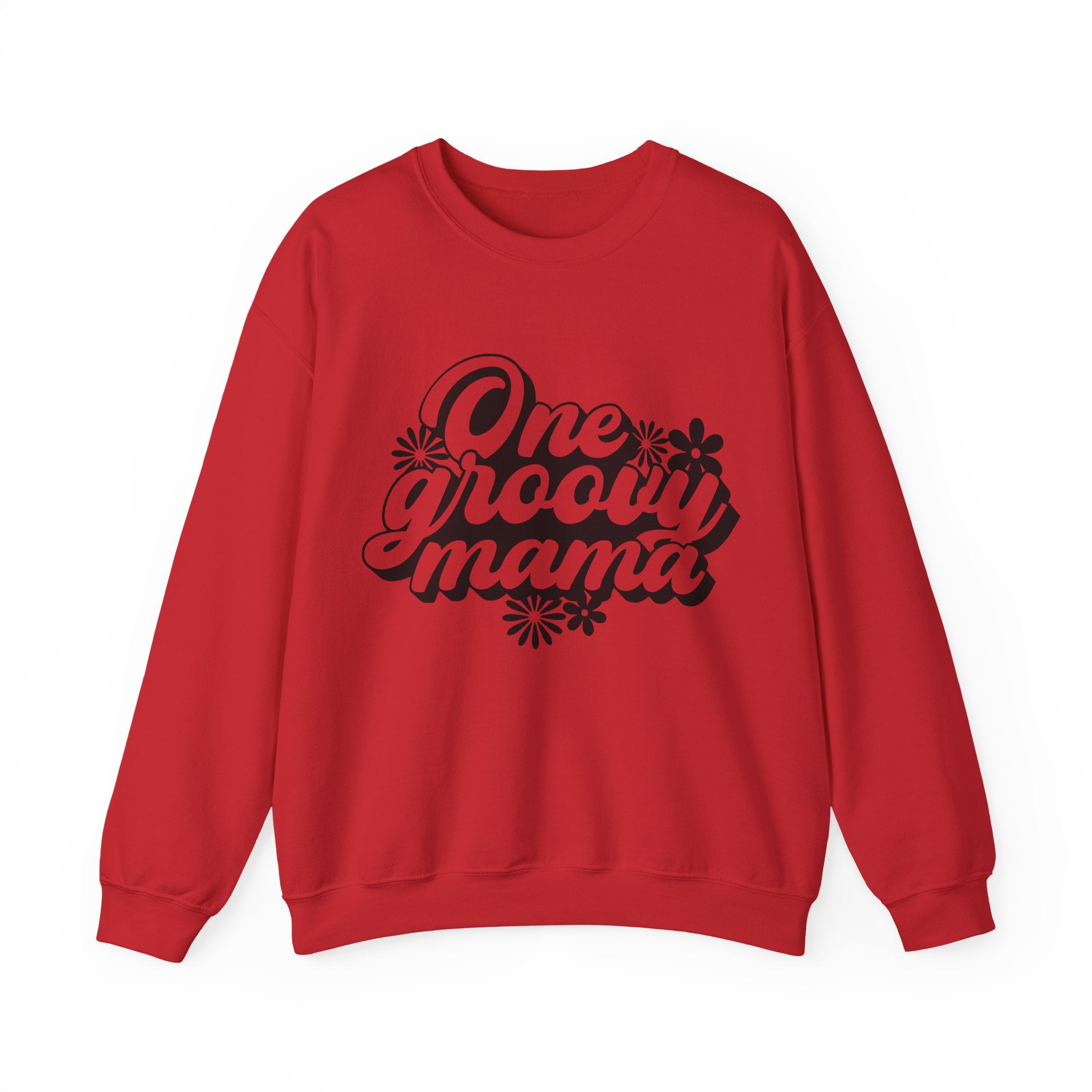 One Groovy Mama Flowers Unisex Heavy Blend Crewneck Sweatshirt