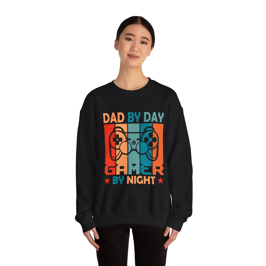 Dad By Day Gamer By Night Unisex Heavy Blend Crewneck Sweatshirt