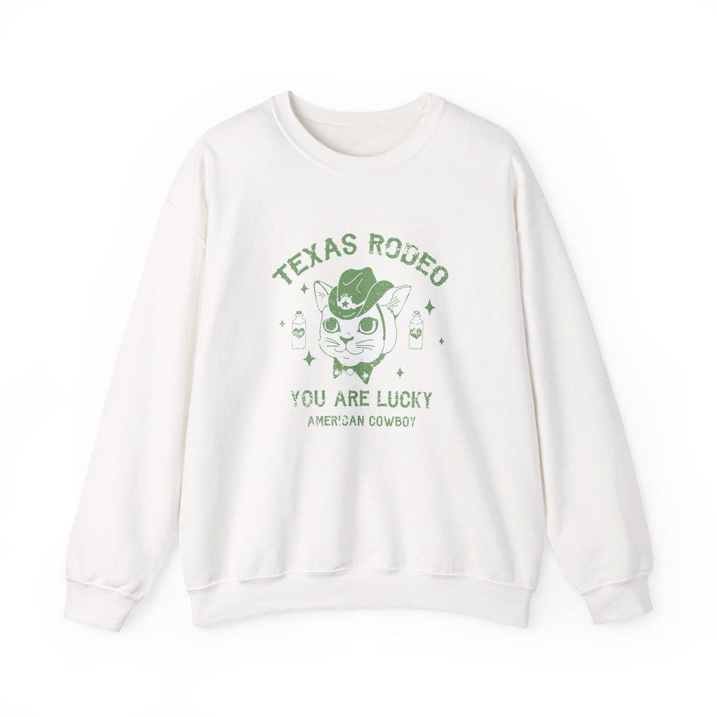 Texas Rodeo You Are Lucky American Cowboy Unisex Heavy Blend Crewneck Sweatshirt