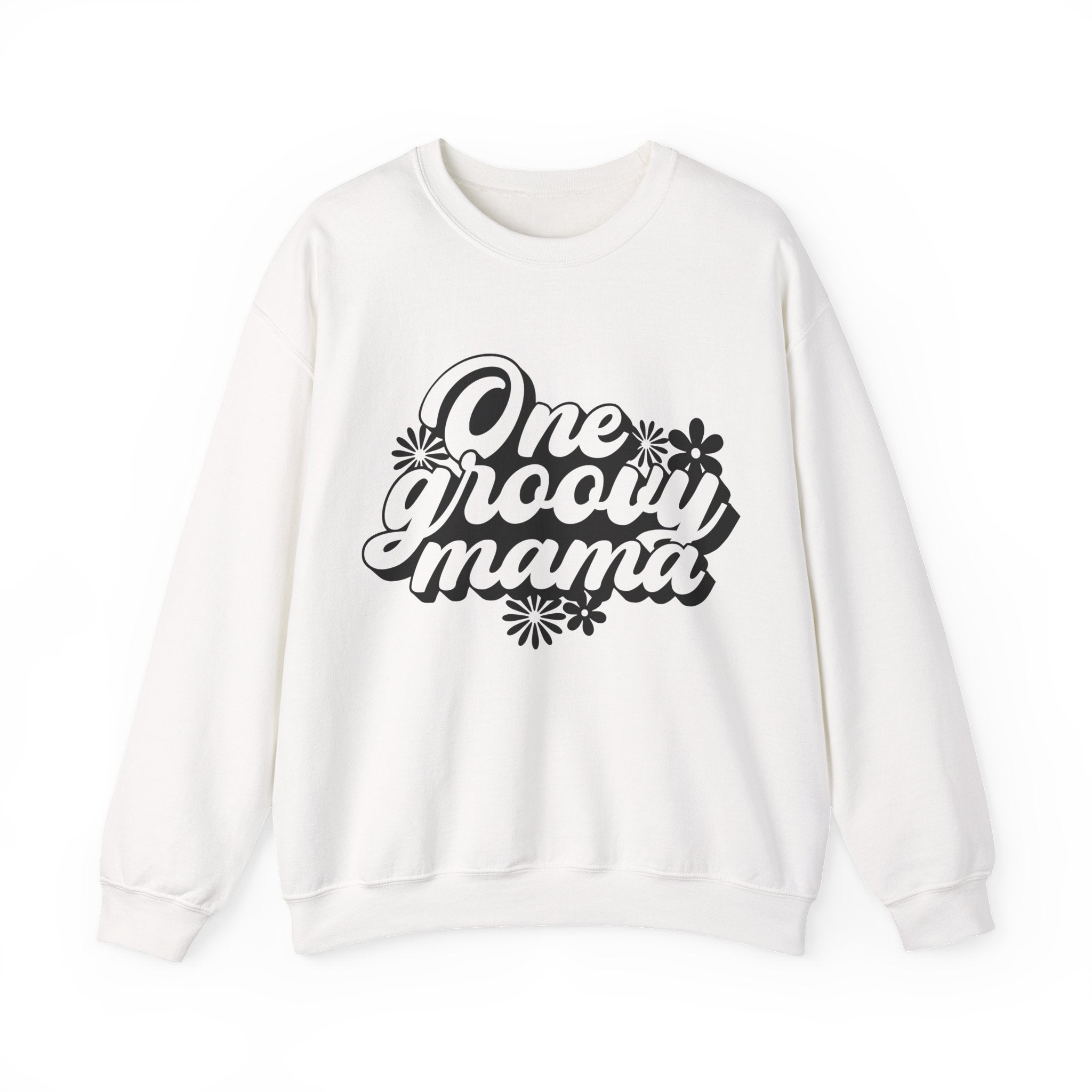 One Groovy Mama Flowers Unisex Heavy Blend Crewneck Sweatshirt