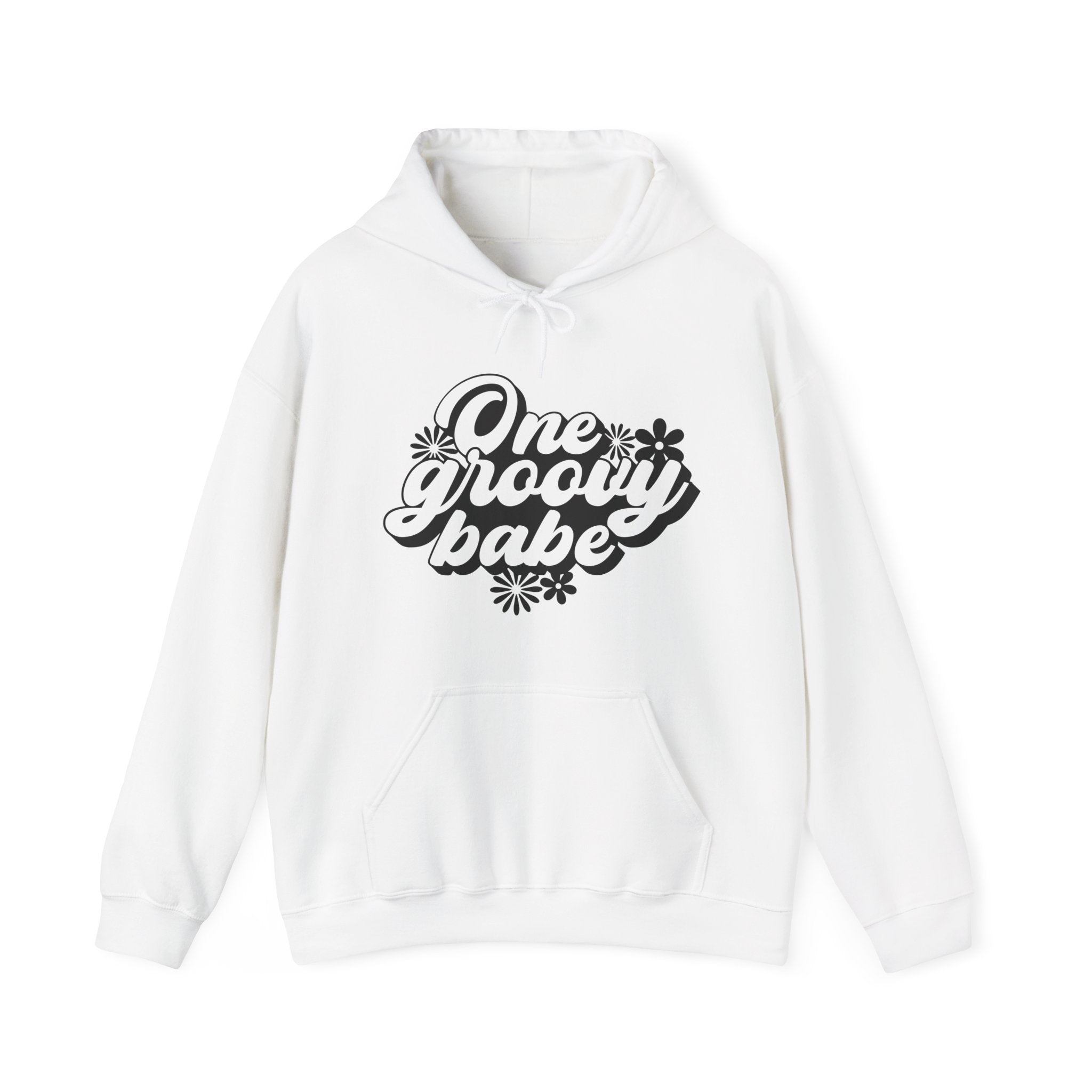 One Groovy Babe Flowers Unisex Heavy Blend Hooded Sweatshirt for Ultimate Comfort