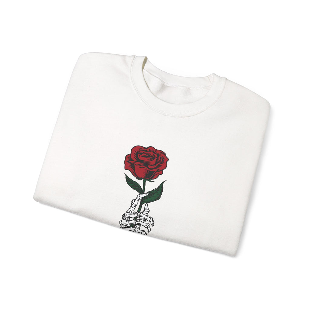 Rose In Skeleton Hand Unisex Heavy Blend Crewneck Sweatshirt