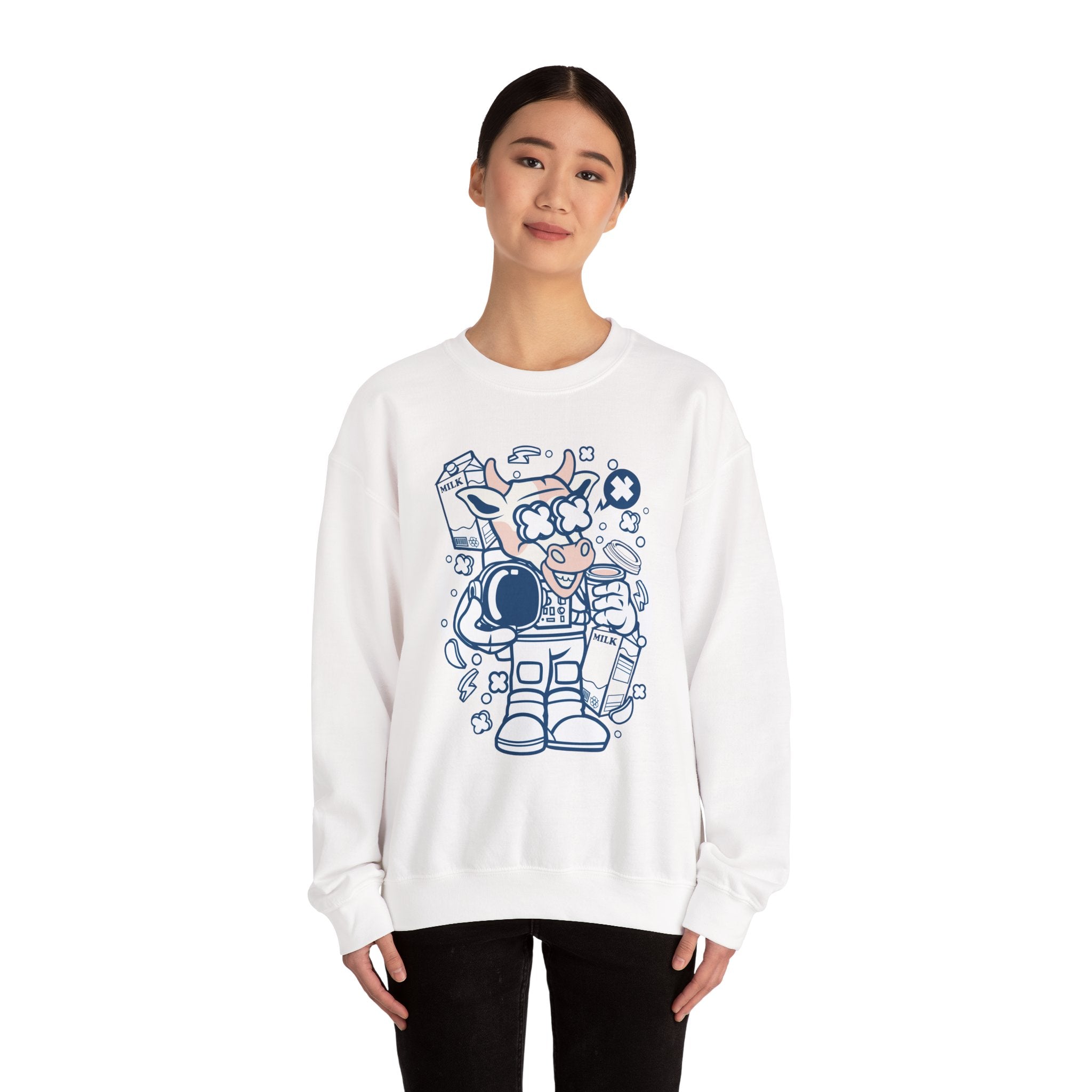 Cow Astronaut Unisex Heavy Blend Crewneck Sweatshirt for Ultimate Comfort
