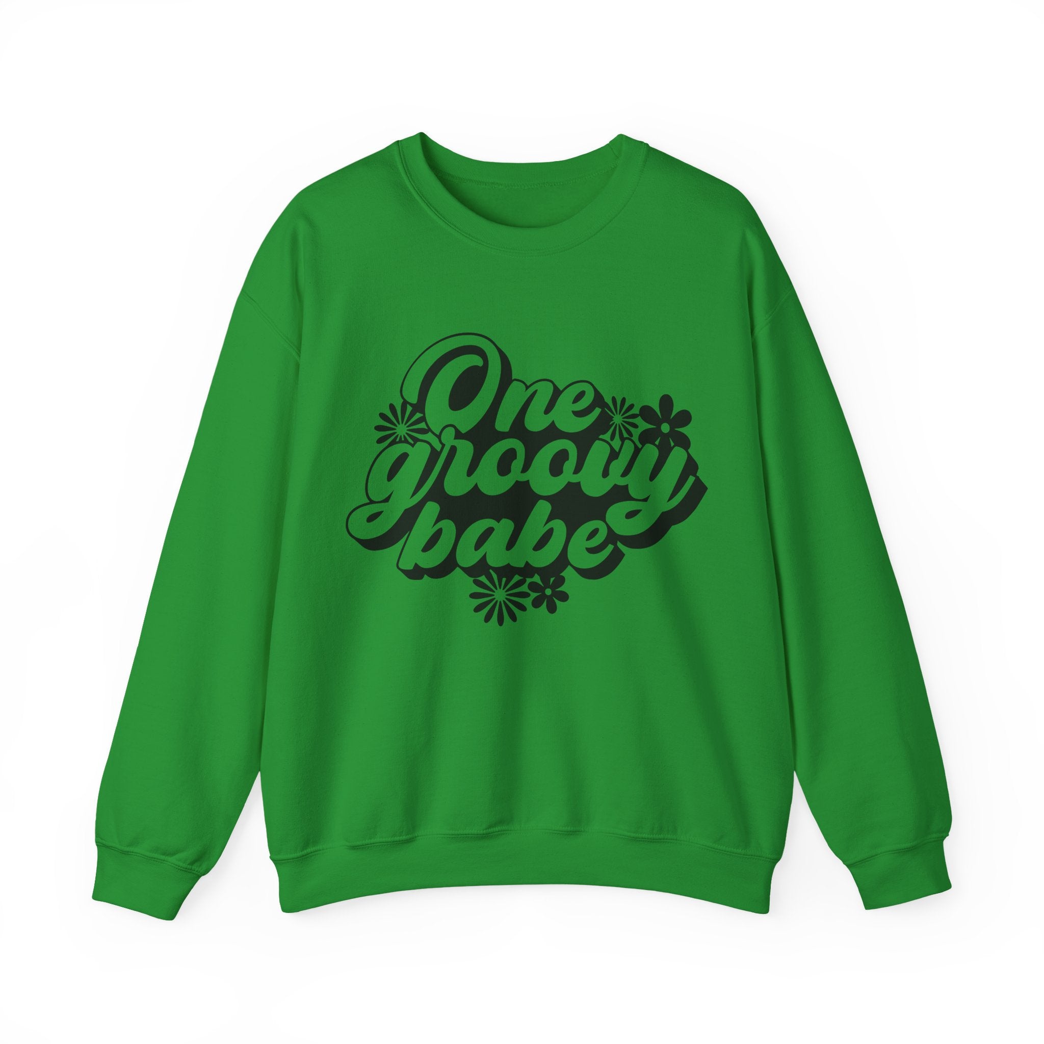 One Groovy Babe Flowers Unisex Heavy Blend Crewneck Sweatshirt