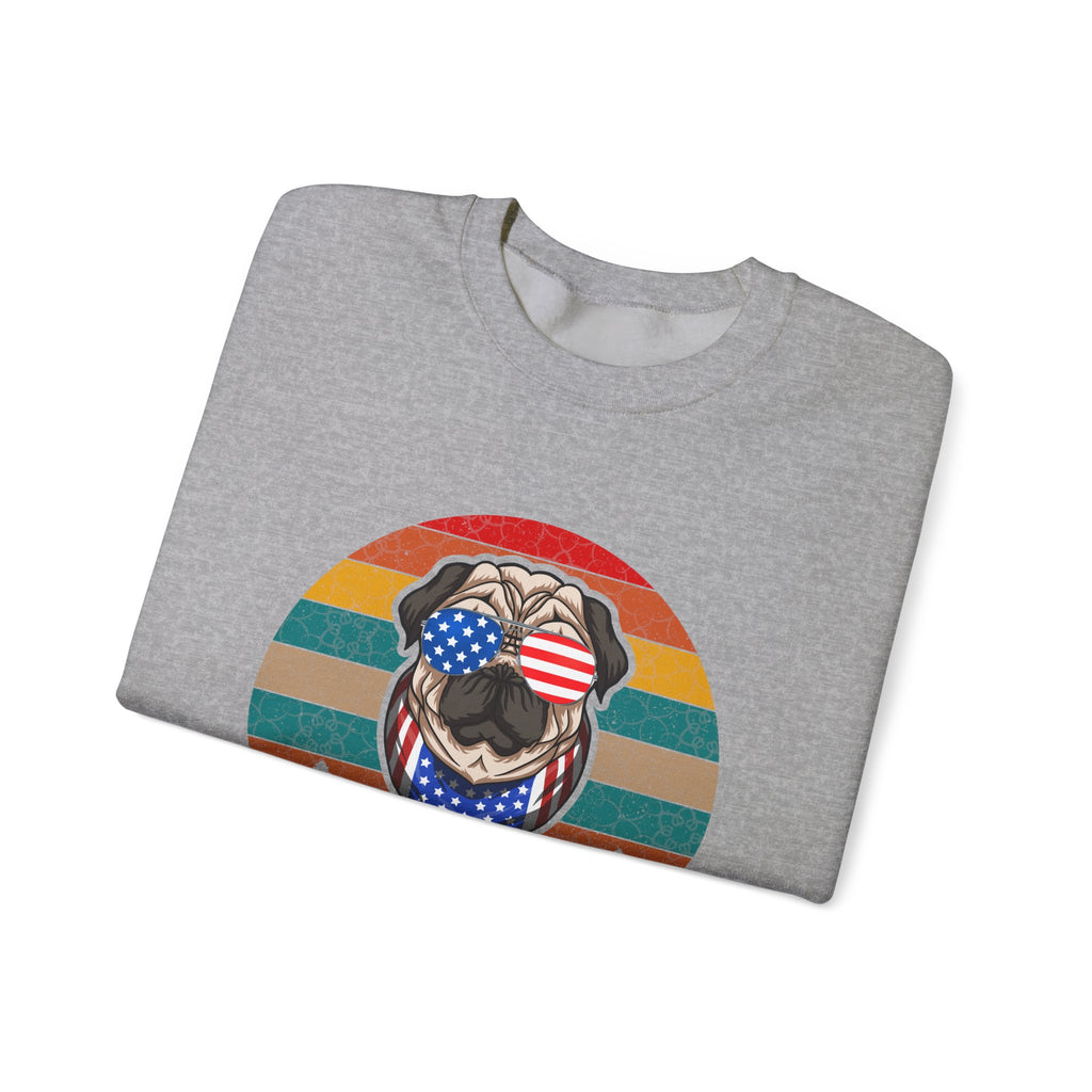 Pug With Trees Fourth Of July Unisex Heavy Blend Crewneck Sweatshirt