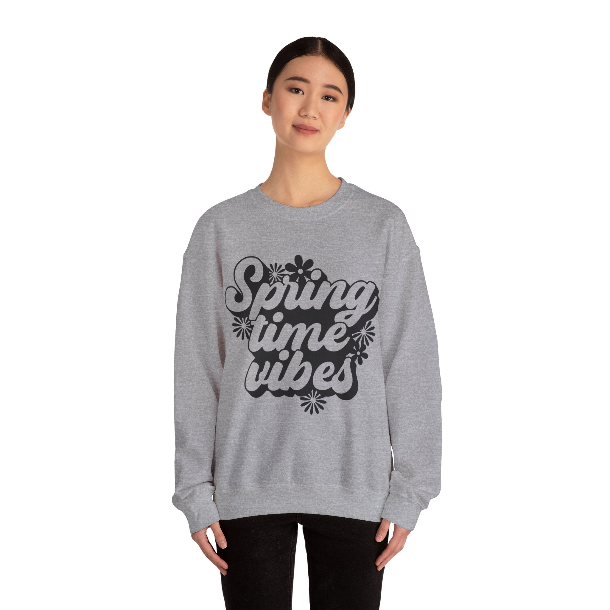 Spring Time Vibes Flowers Unisex Heavy Blend Crewneck Sweatshirt