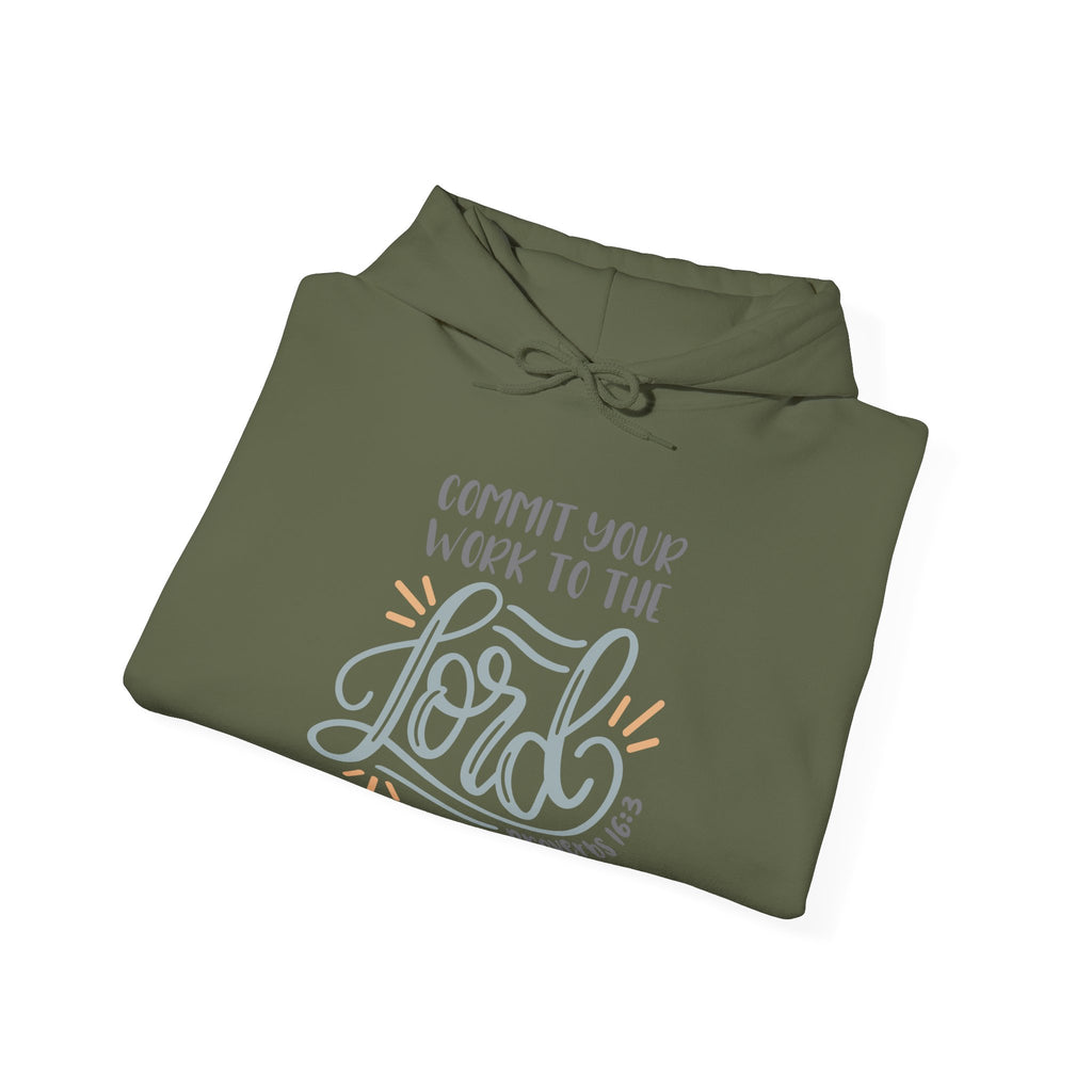 Commit Your Work To The Lord Proverbs 16 3 Unisex Heavy Blend Hooded Sweatshirt