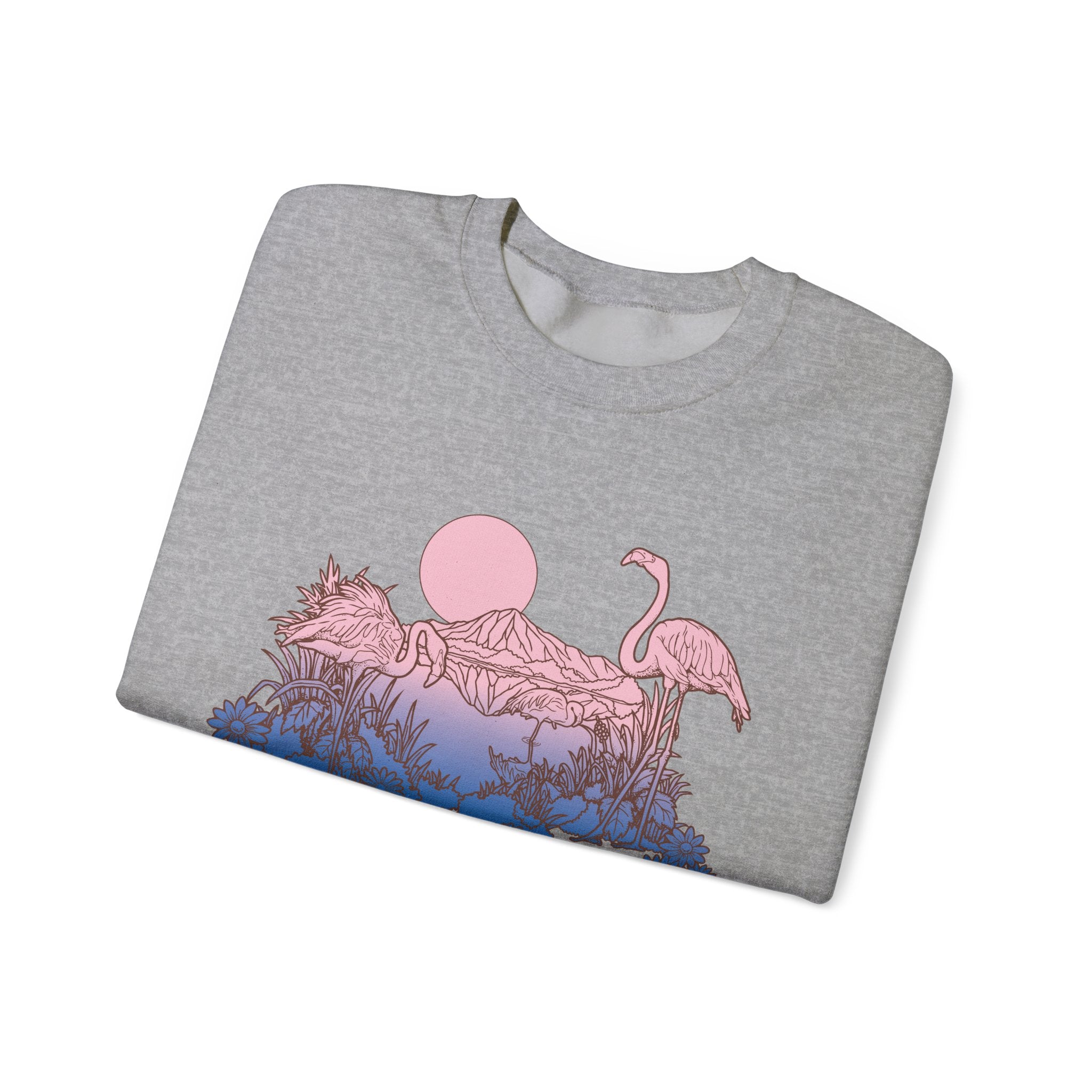 Flamingos In Sunset Unisex Heavy Blend Crewneck Sweatshirt