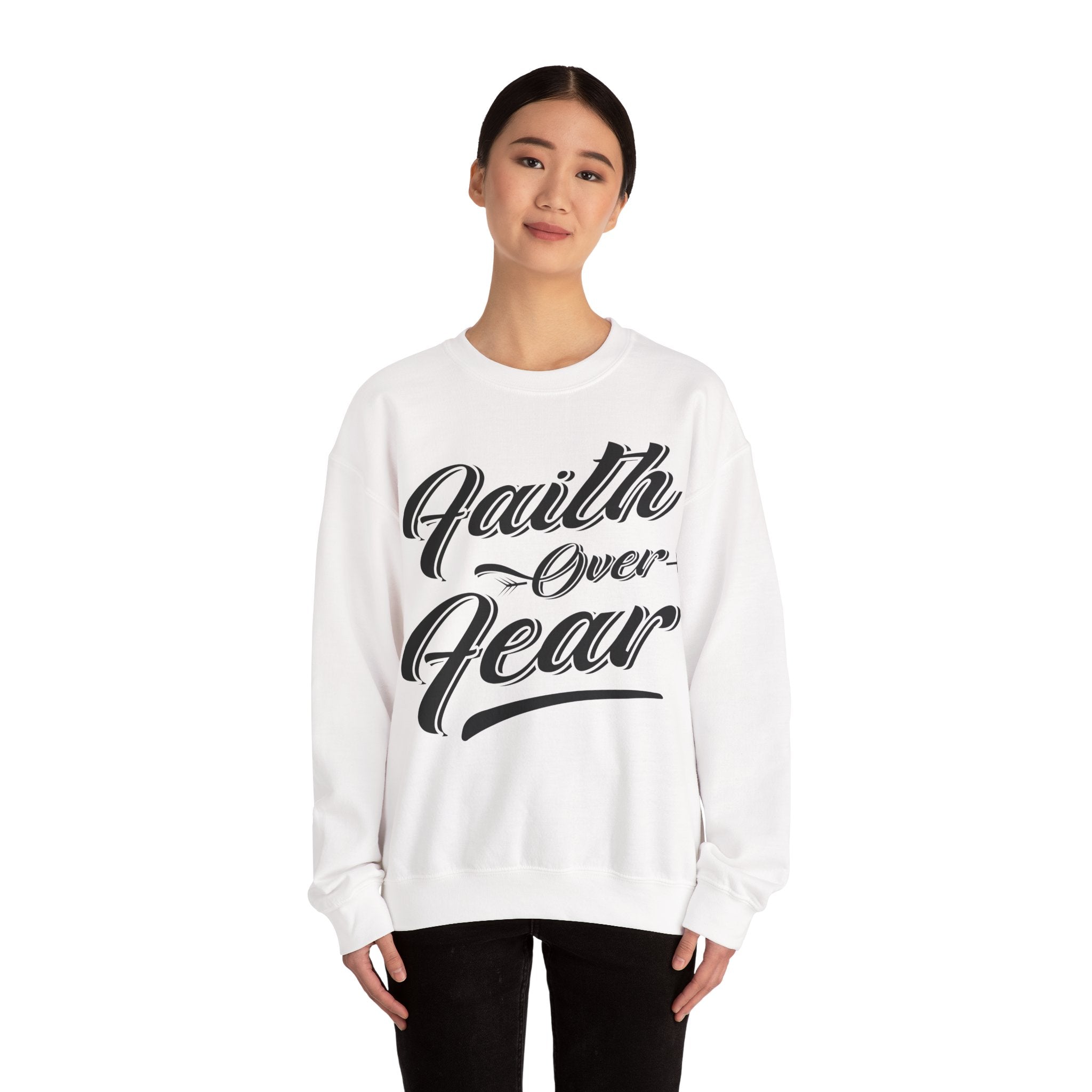 Faith Over Fear Unisex Heavy Blend Crewneck Sweatshirt for Ultimate Comfort