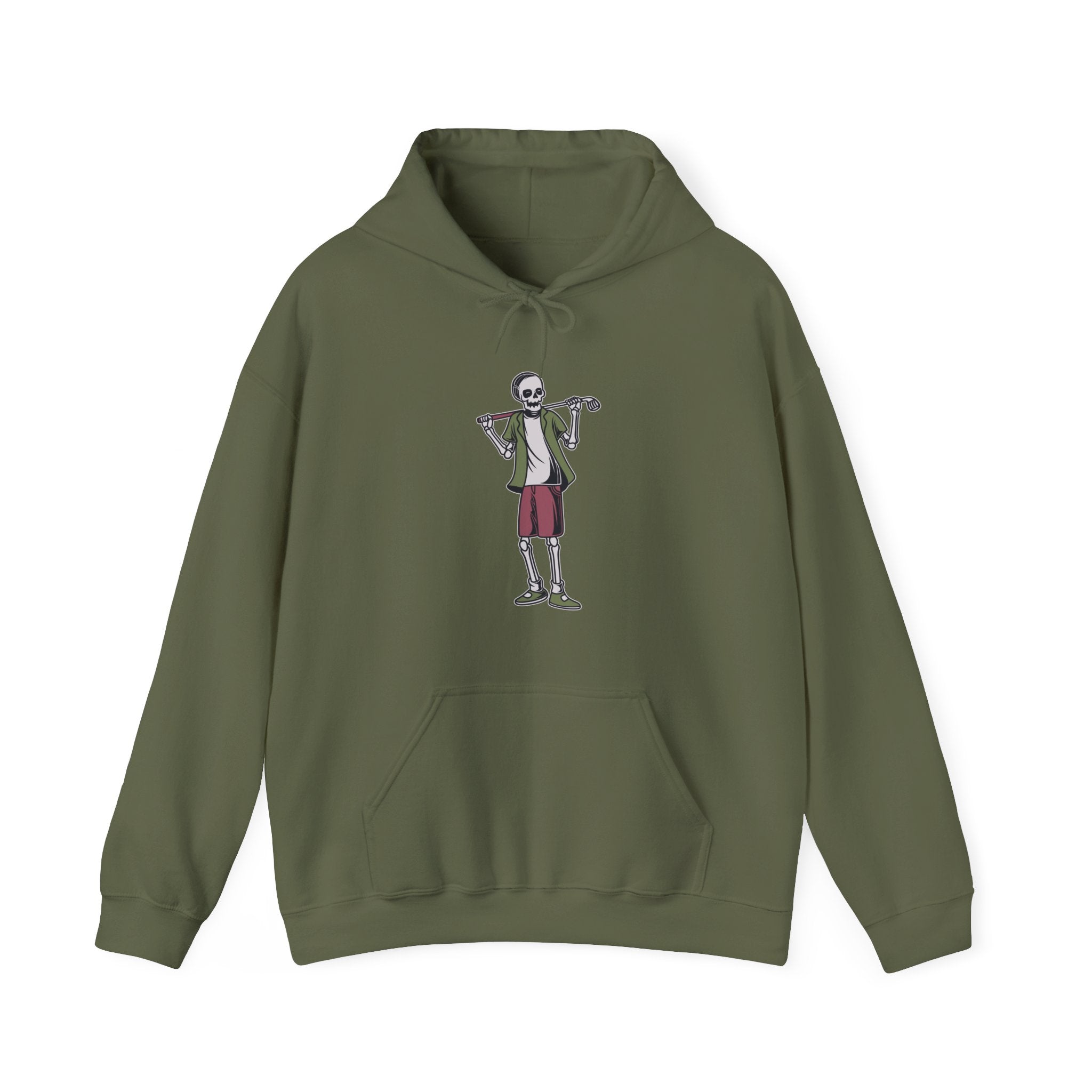 Standing Skeleton Golfer Unisex Heavy Blend Hooded Sweatshirt for Ultimate Comfort