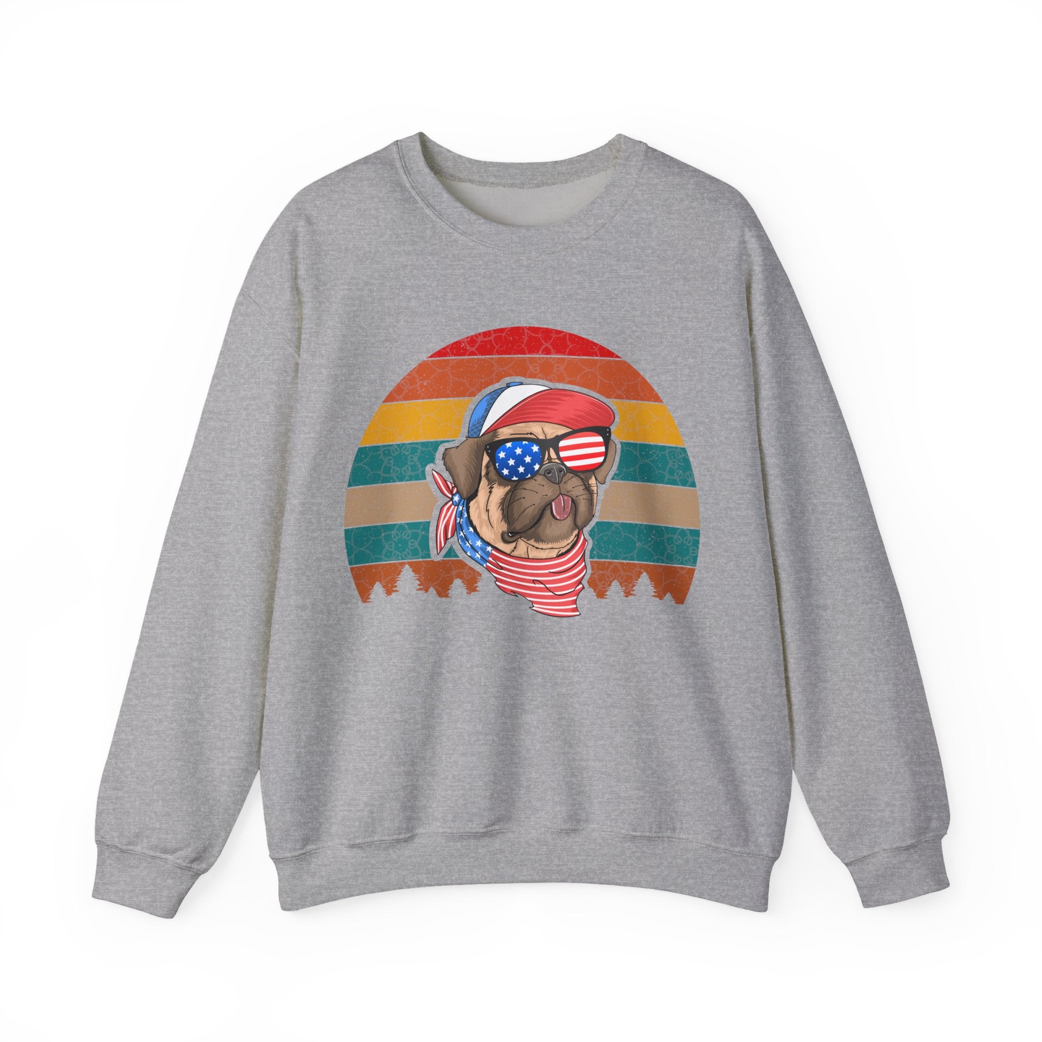 Co American Pug With Trees Unisex Heavy Blend Crewneck Sweatshirt