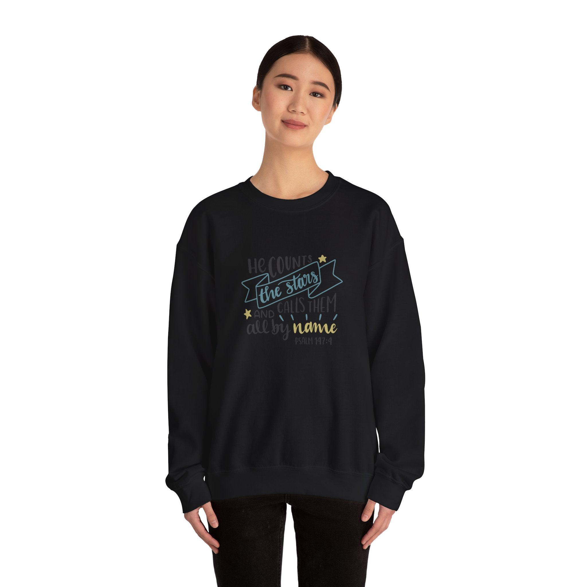 He Counts The Stars And Calls Them All By Name Psalm 147 4 Unisex Heavy Blend Crewneck Sweatshirt